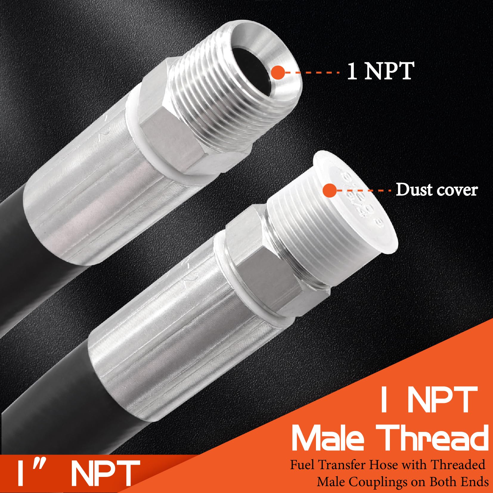 Ruikarhop 1'' Fuel Transfer Hose 20Ft,Farm Pump Hose With Male Npt Fittings For Gasoline,Diesel,Biodiesel