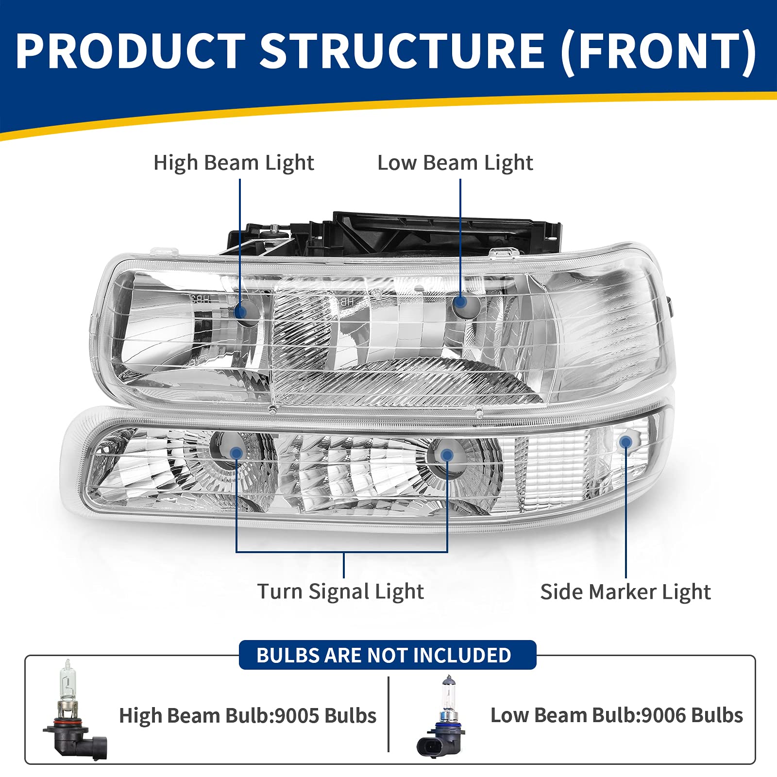 Autosaver88 Headlight Assembly Compatible With 1999-2002 Chevy Silverado 1500 2500/2001-2002 Silverado 1500Hd 2500Hd 3500/2000-2