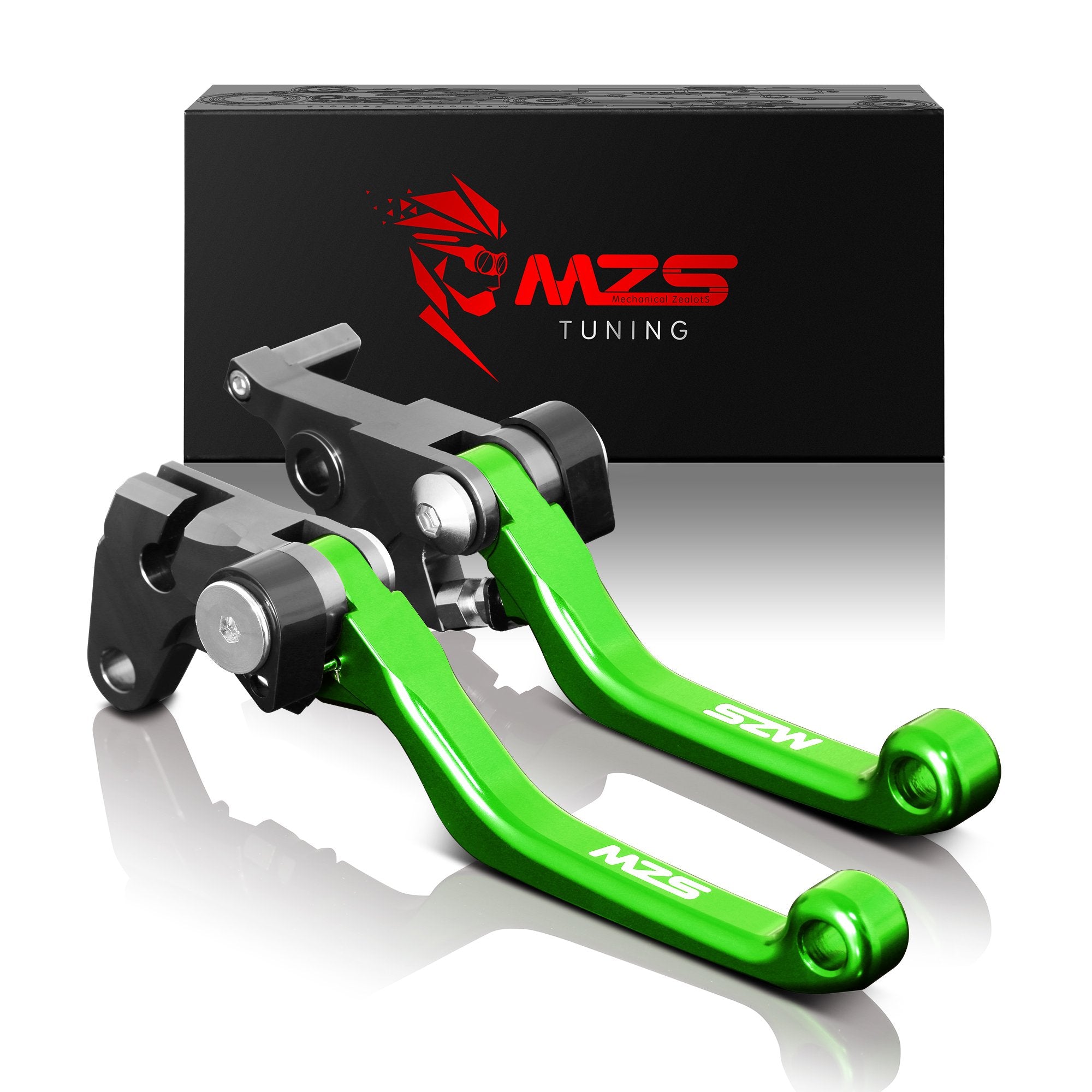 Mzs Green Dirt Bike Brake Clutch Levers Pivot Adjustable Cnc Compatible With Klx140R Klx140Rf Klx140Rl 2021-2025 / Klx140 2008-2