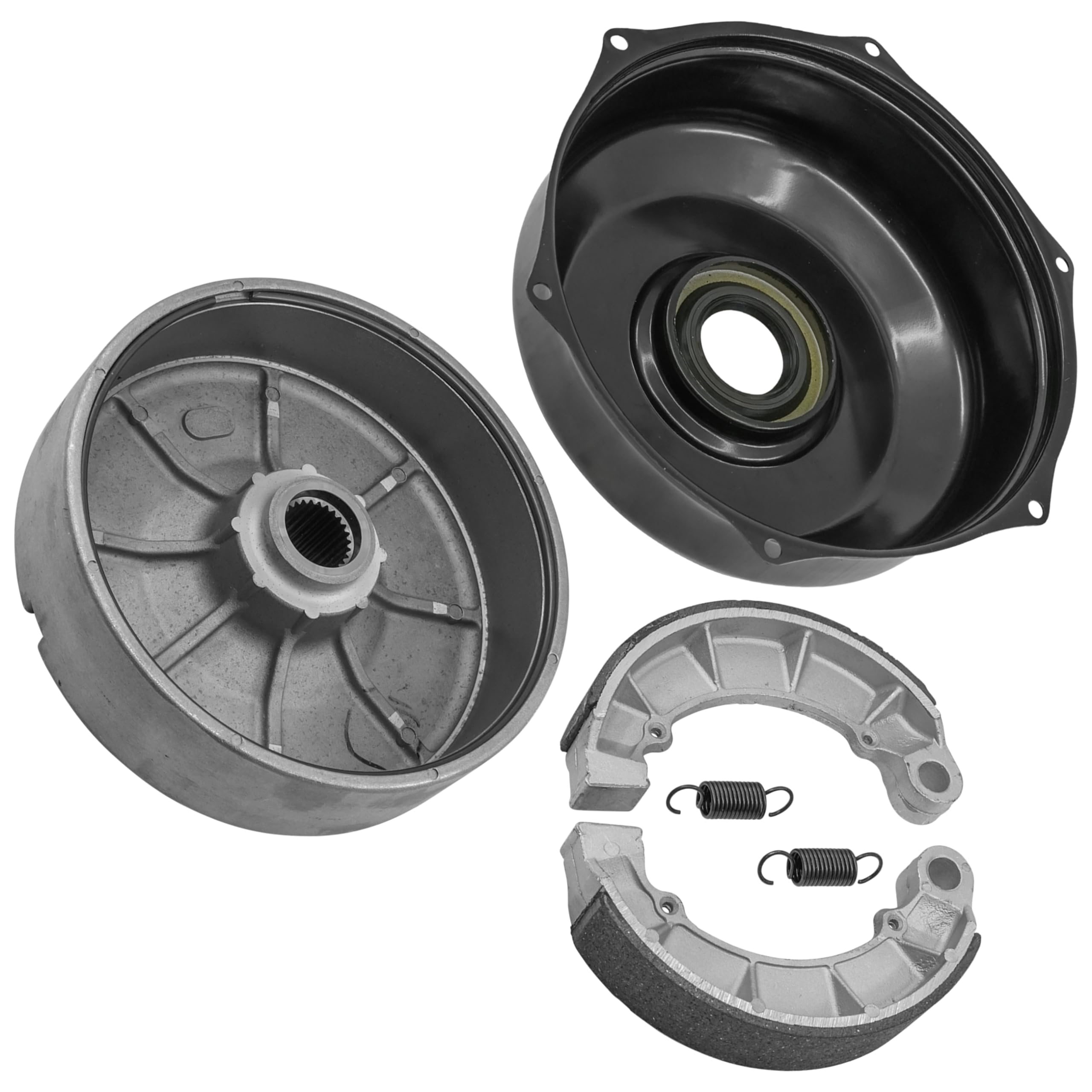 Caltric Rear Brake Drum & Cover w/Brake Shoes Compatible with Honda Foreman Rubicon 500 2001-2009 2011-2014 / Foreman 500 TRX500