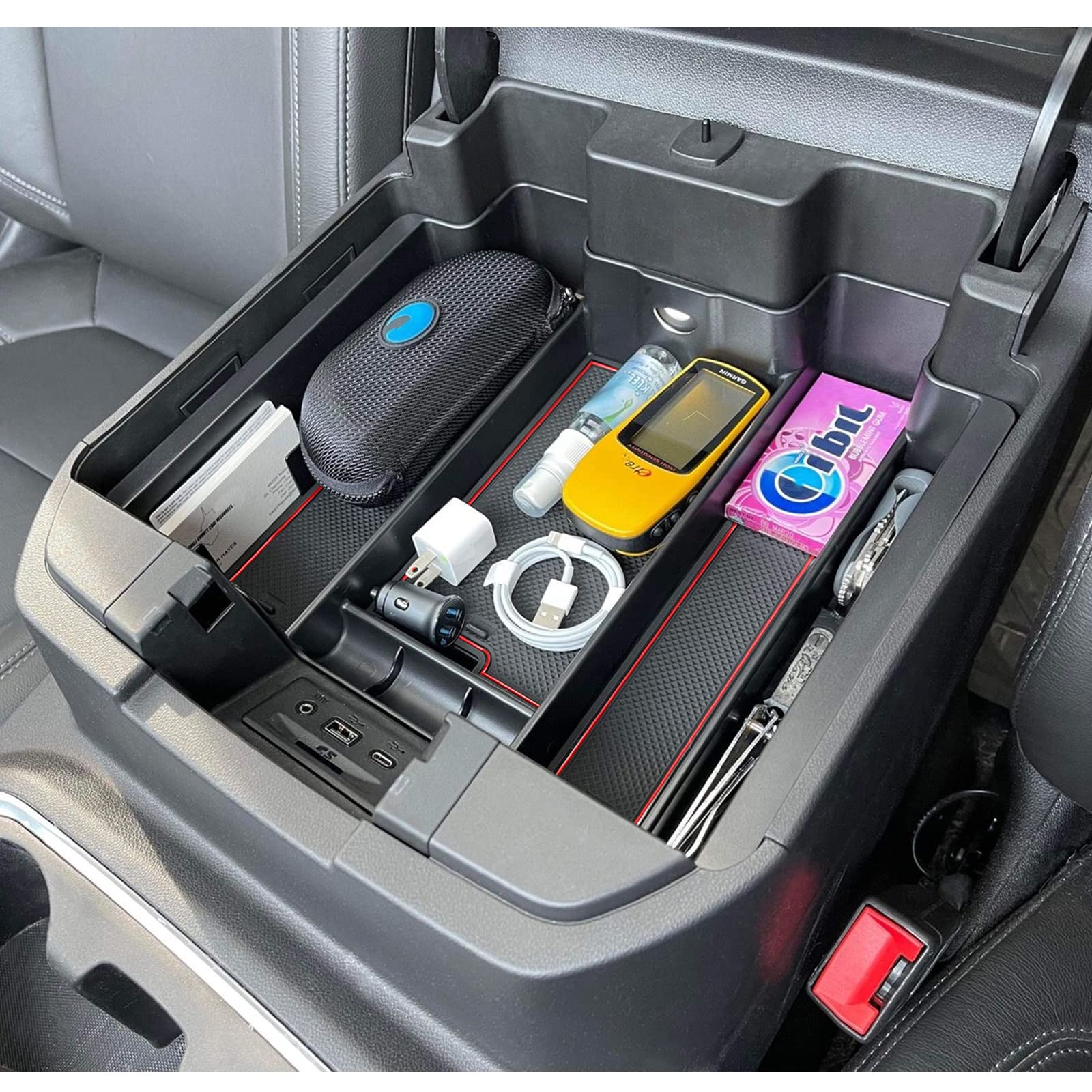 Topinstall Red Center Console Organizer Compatible With 2019-2022 Silverado/Sierra 1500 And 2020-2023 Silverado/Sierra 2500Hd 35