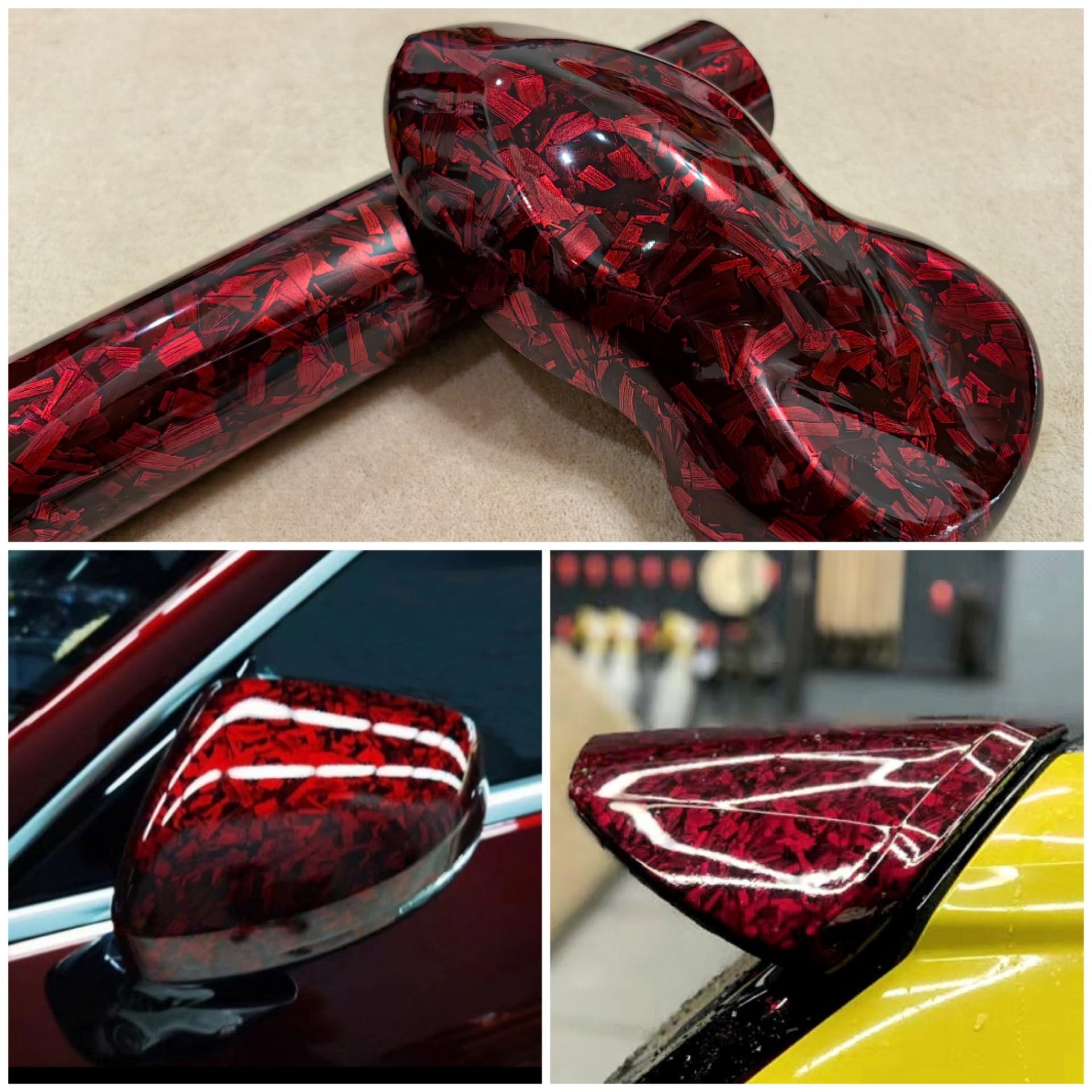 LZLRUN Vinyl Wrap Roll - Forged Gloss Carbon Fiber Red - 1ft x 3.5ft Self Adhesive Sticker for Car & Motorcycle