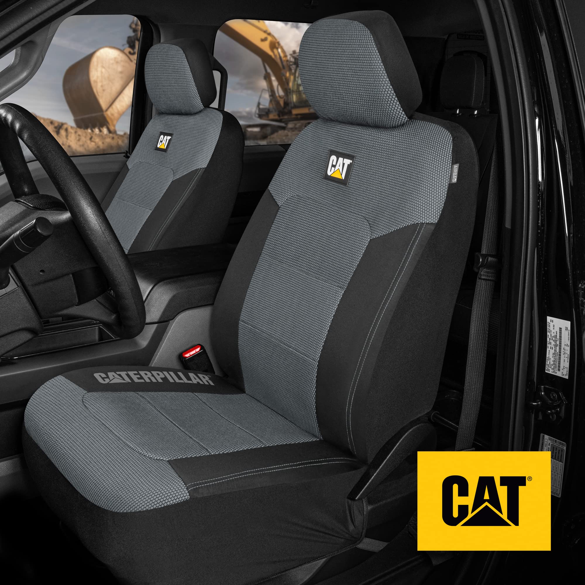 Cat MeshFlex Automotive Seat Covers for Cars Trucks and SUVs - Gray Car Seat Covers for Front Seats, Truck Seat Protectors with