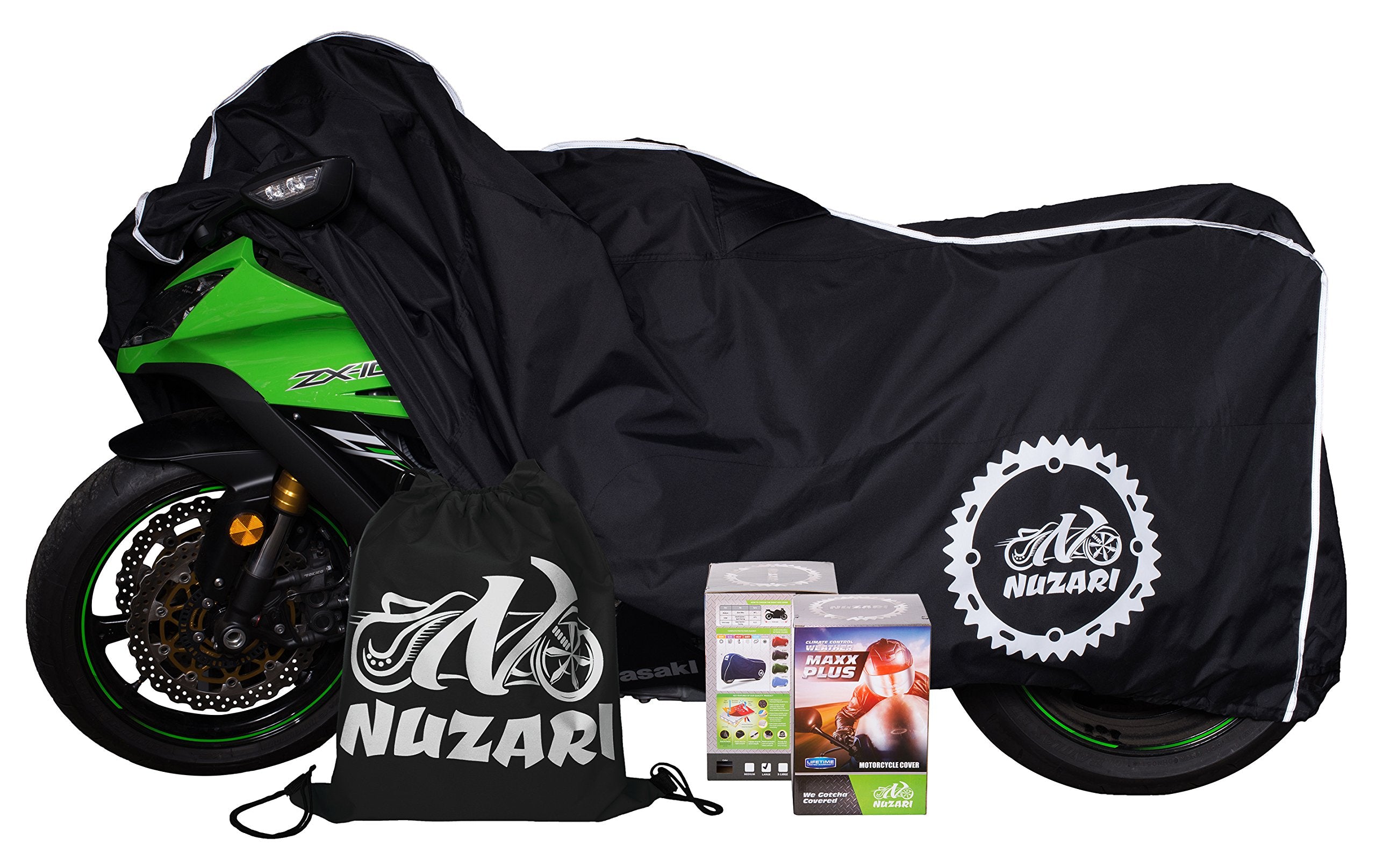 Nuzari Heavy Duty Motorcycle Cover - Motorcycle Covers Waterproof Outdoor Storage Outdoor Bike Storage Motorcycle Covers - Motor