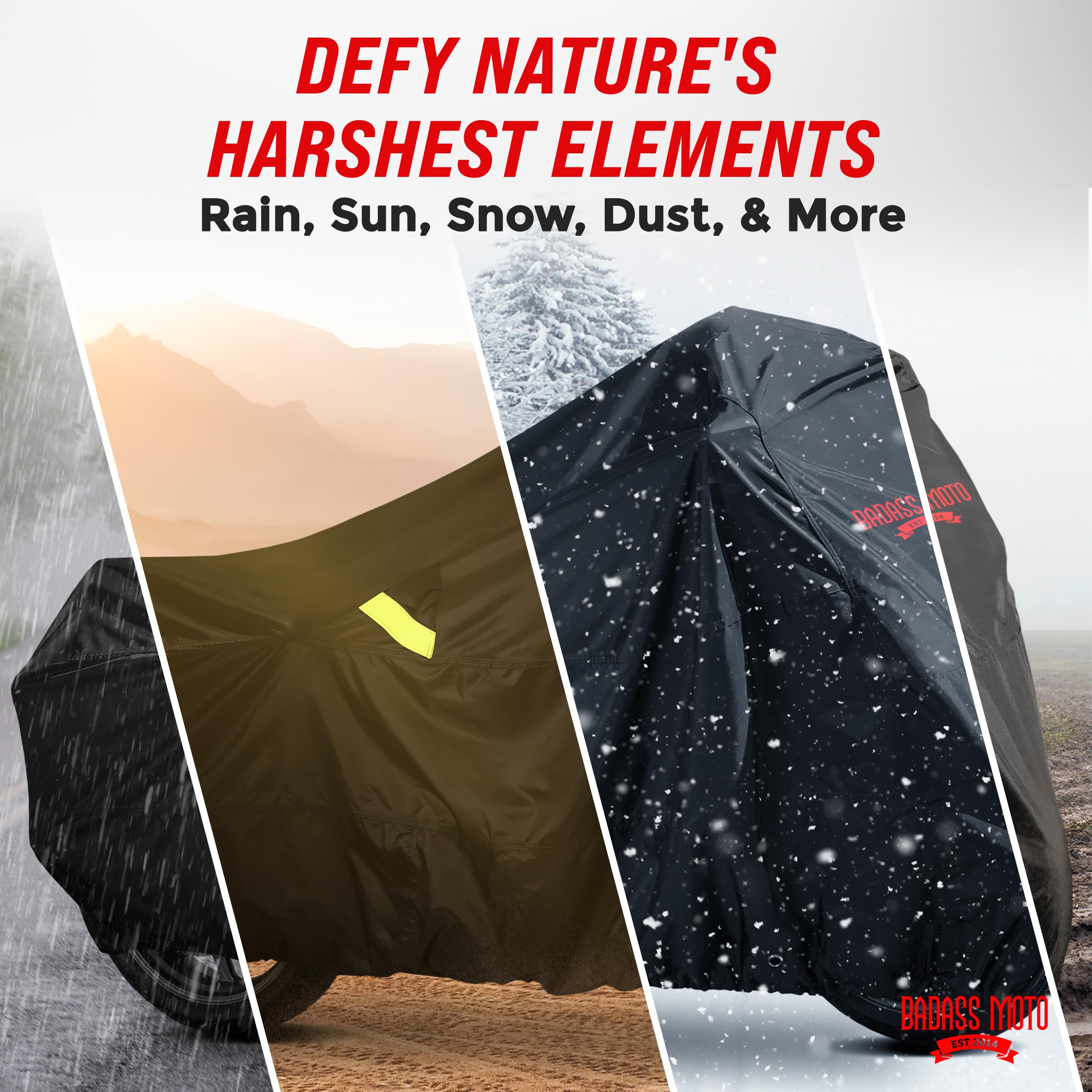 Badass Moto Heavy Duty Motorcycle Cover, Waterproof, XL, Badass Black, Fits Harley, BMW, Indian, Touring Bikes, Model 8542067393