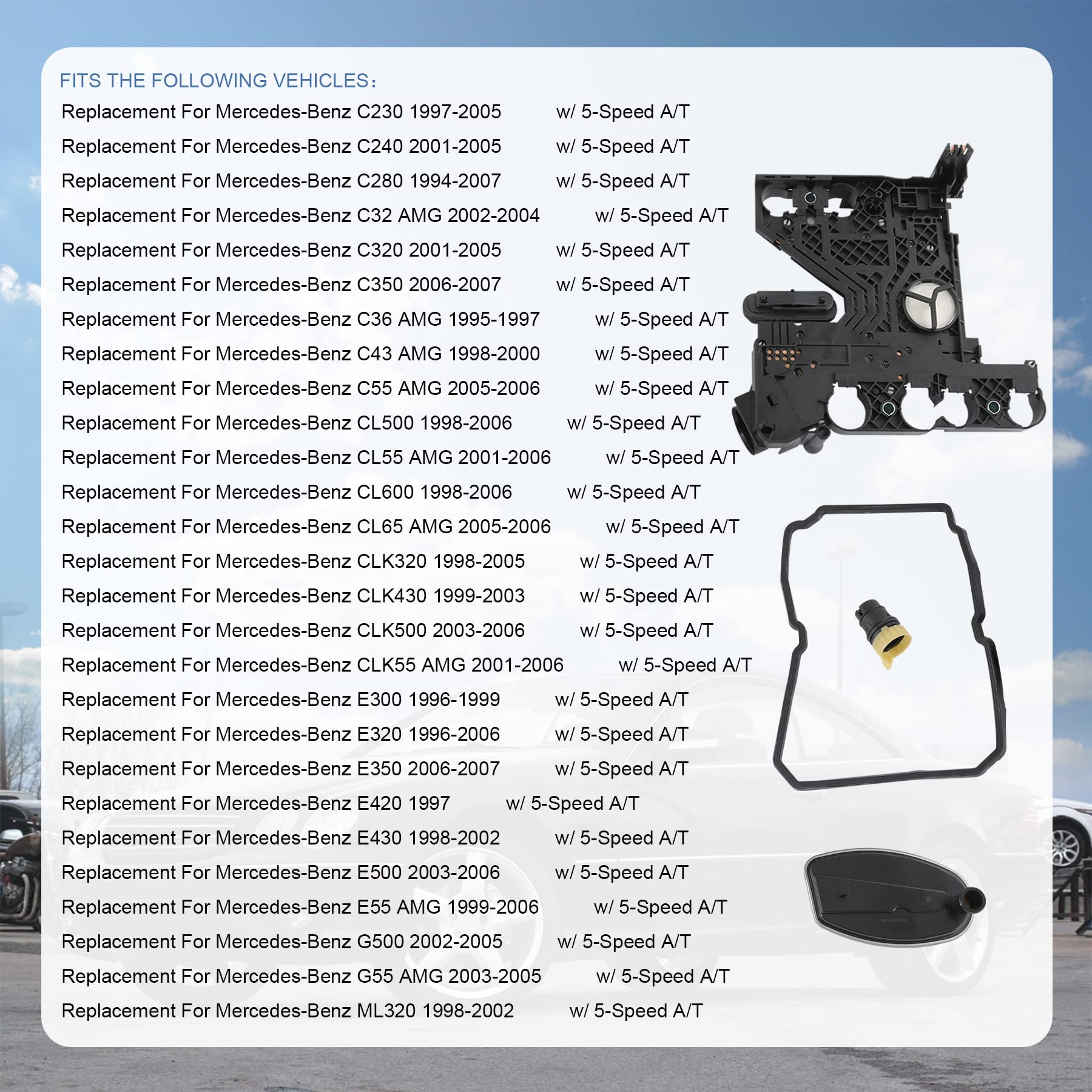 Transmission Conductor Plate+Connector+Gasket+Filter Kit Compatible with Mercedes Benz 722.6 5-Speed Automatic, Replace # 140270
