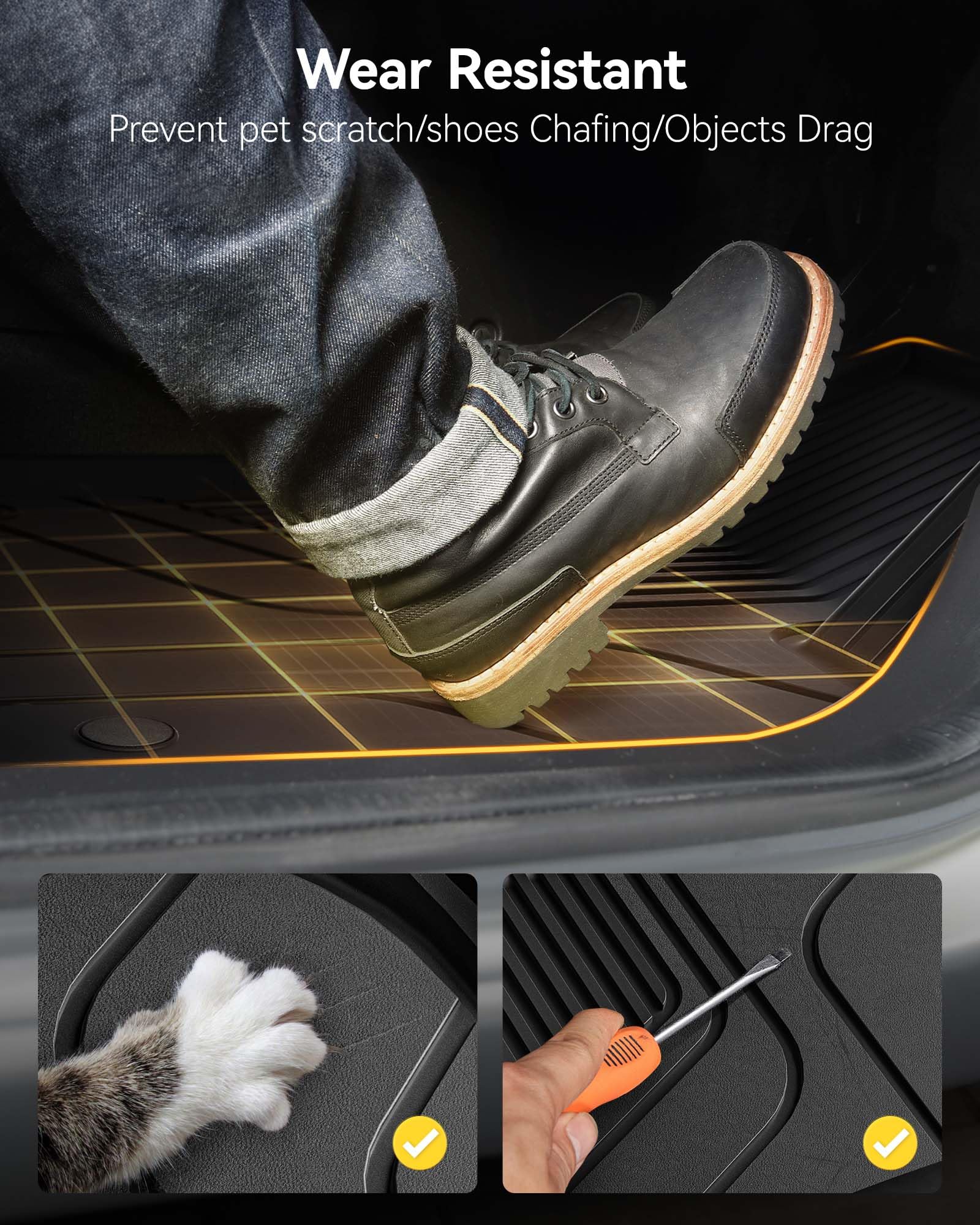 3W Floor Mats for 2019-2025 Ram 2500/3500 Crew Cab, All Weather TPE, Custom Fit, Black, Model 3W-DR2500