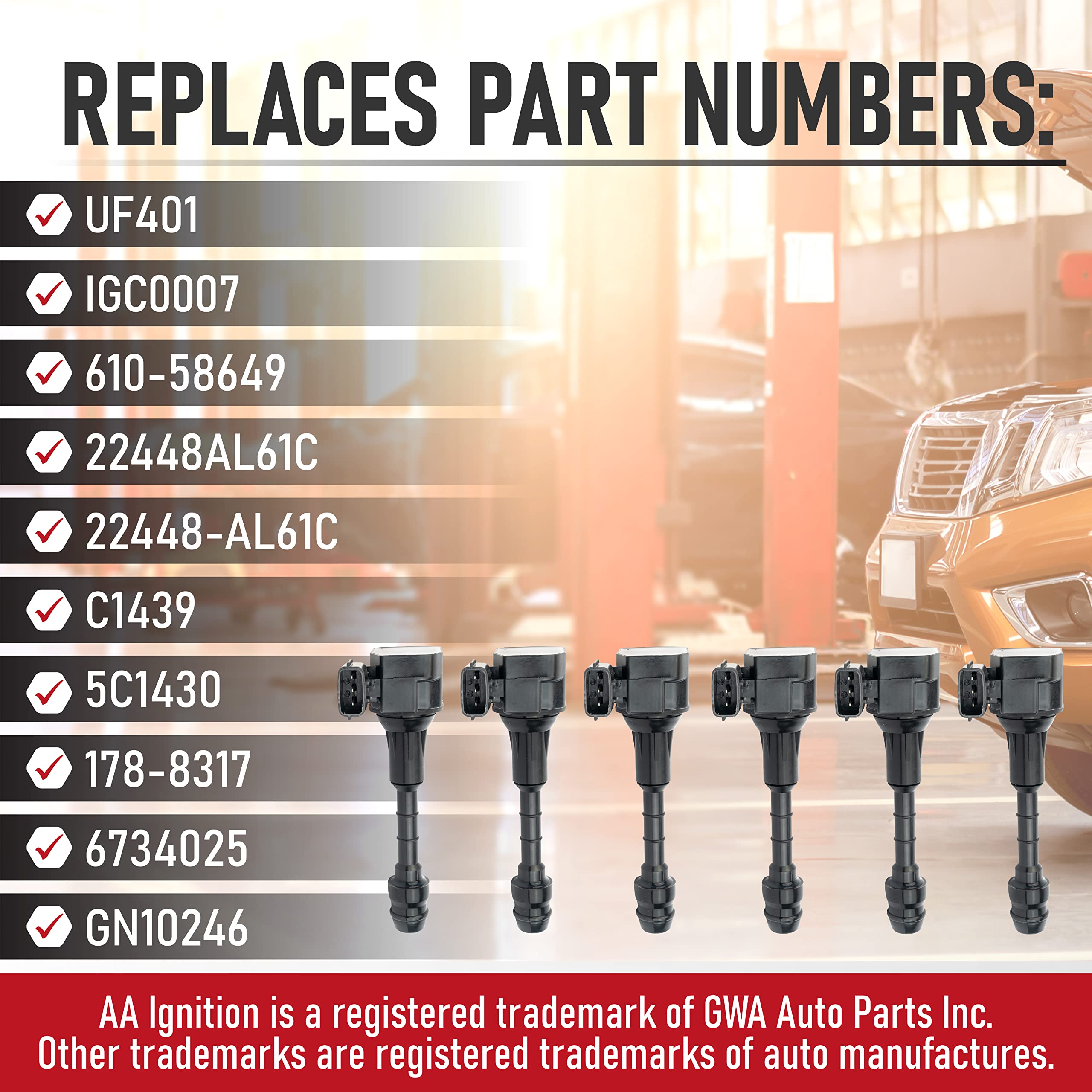 Ignition Coil Pack Set Of 6 - Compatible With Infiniti Fx35, G35, M35 & Nissan 350Z Vehicles - Replaces 22448-Al61C, Uf401, Igc0