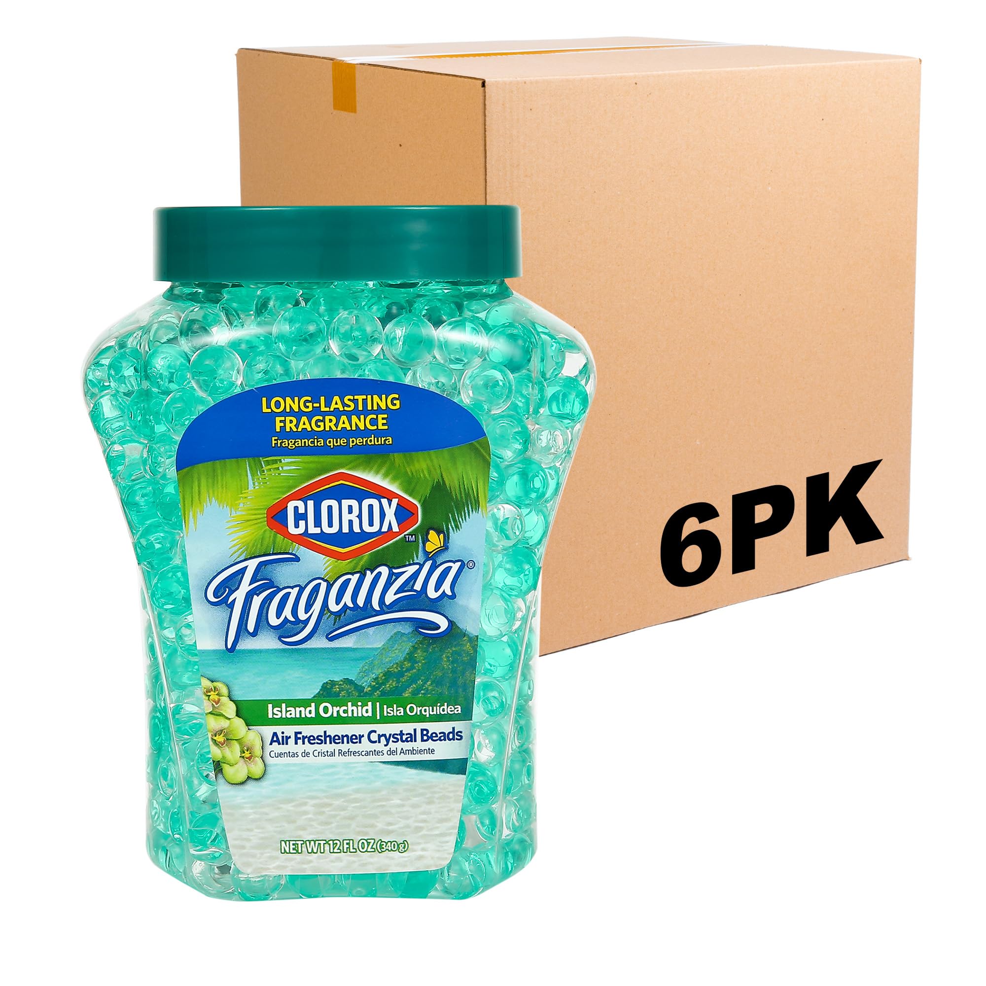 Clorox Fraganzia Crystal Beads Air Freshener | Long-Lasting Air Freshener Beads | Gel Beads Air Freshener in Island Orchard Scen