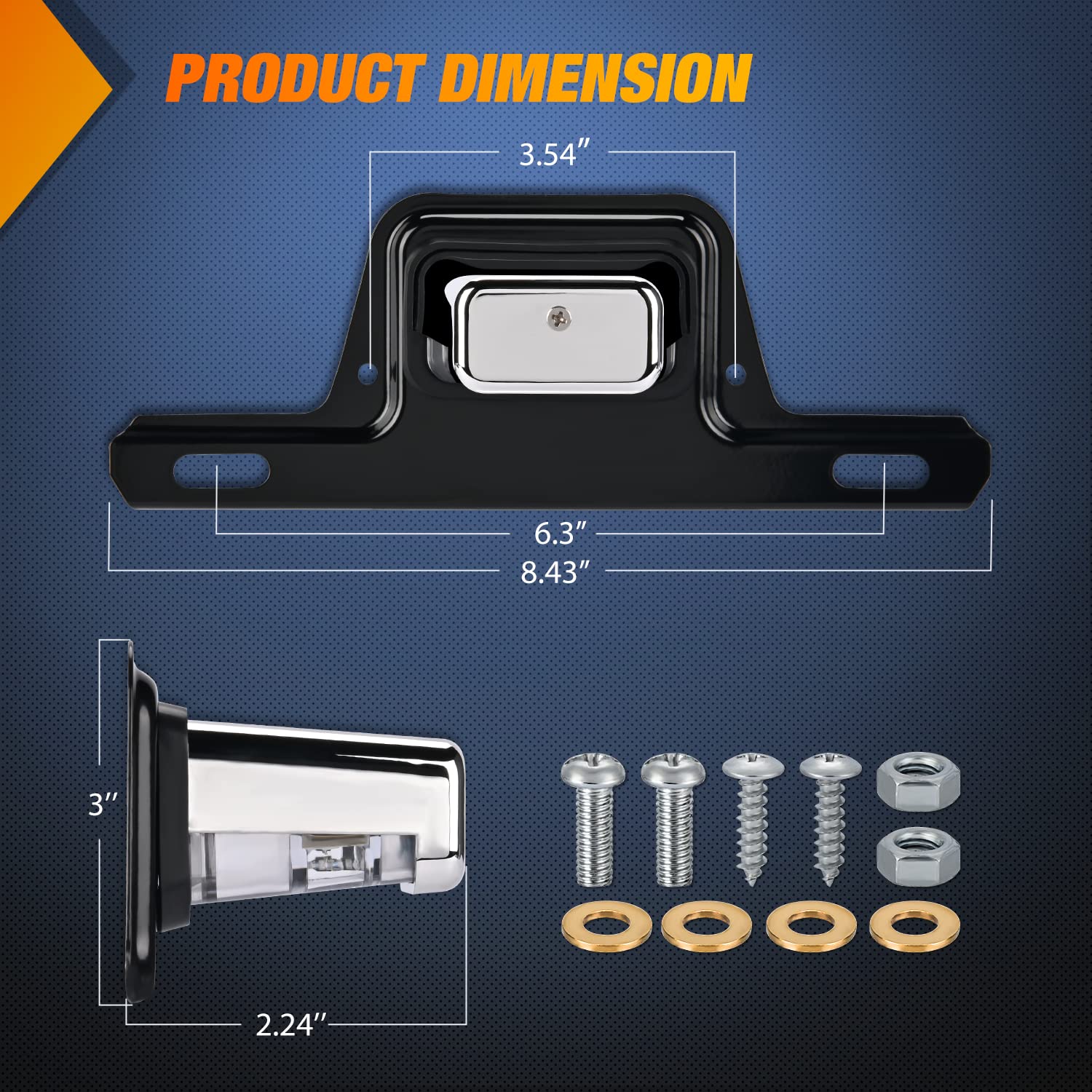 Nilight Led License Plate Light W/Bracket Mount Waterproof Courtesy Step Tag Dome Cargo Lights Chrome Housing 12V For Truck Trai