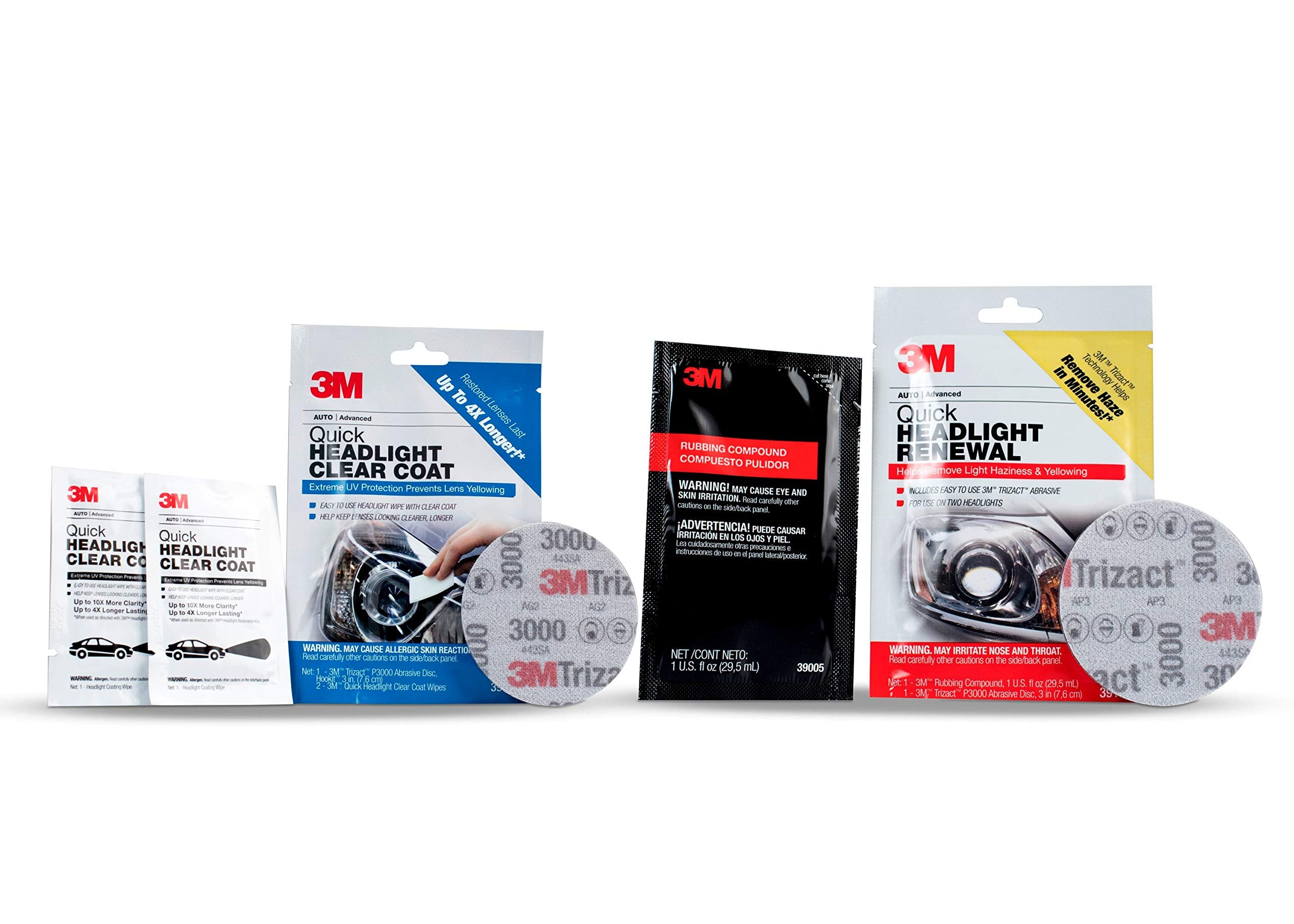 3M Quick Headlight Clear Coat, Cleans And Prevents Lens Yellowing, 39173, 1 Kit