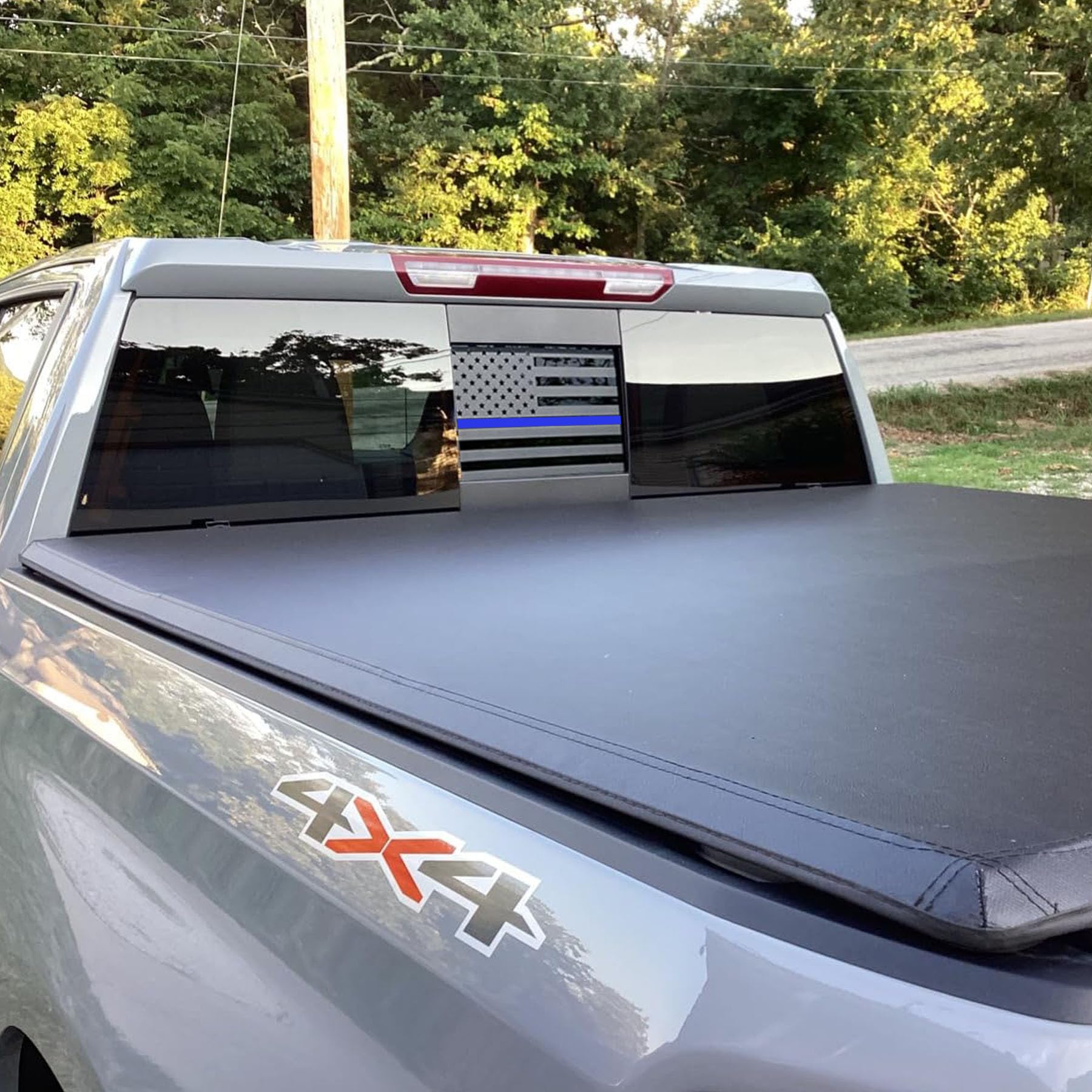 Zxiaochun Rear Middle Window American Flag Decal For Chevy Silverado Gmc Sierra 2019 2020 2021 2022 2023 2024 2025 Back Center S