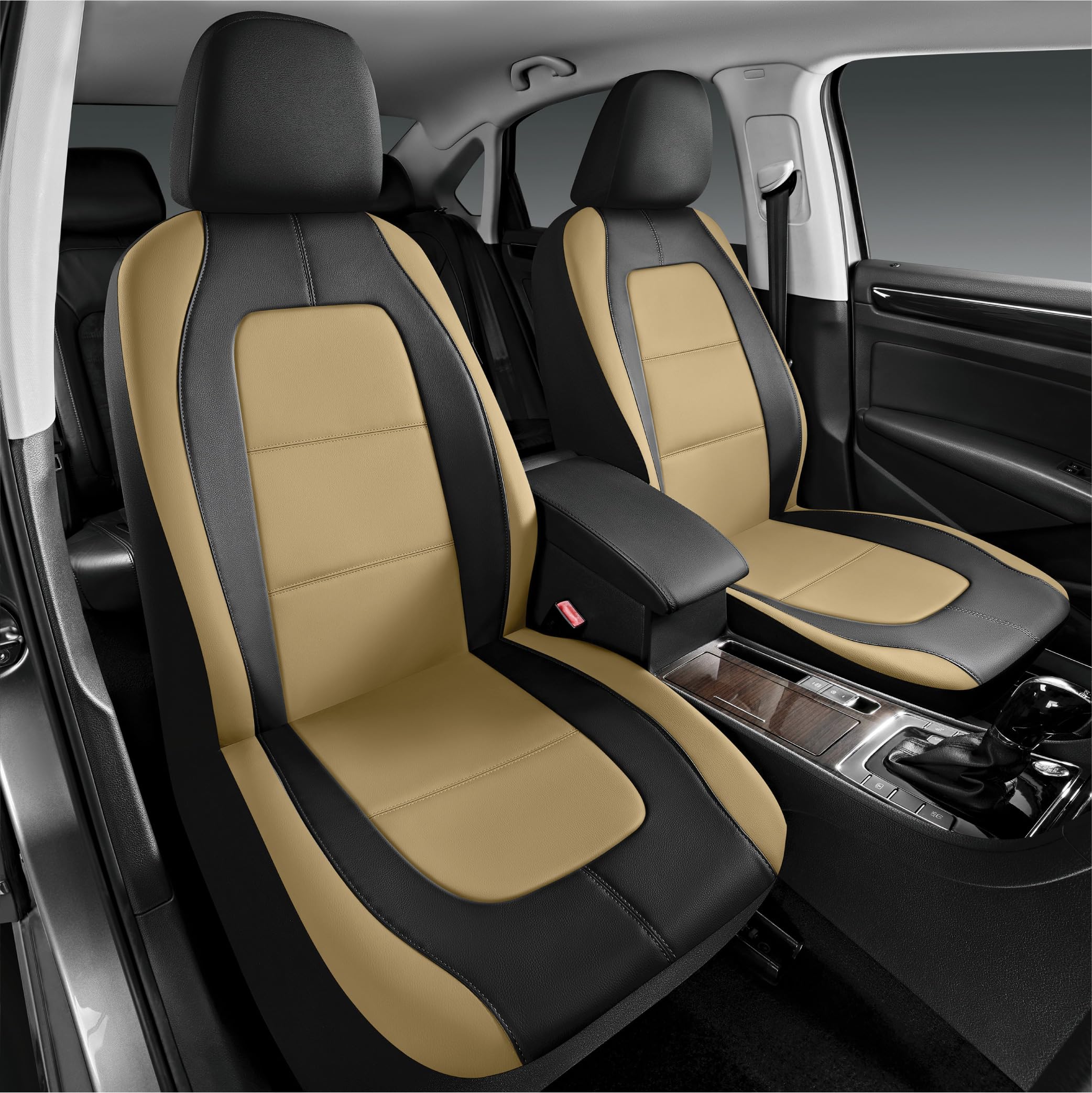 Road Comforts Car Seat Cover, Leather Car Seat Covers, Front Low Back Sport Seat Covers, Airbag Compatible, Universal Fits For M