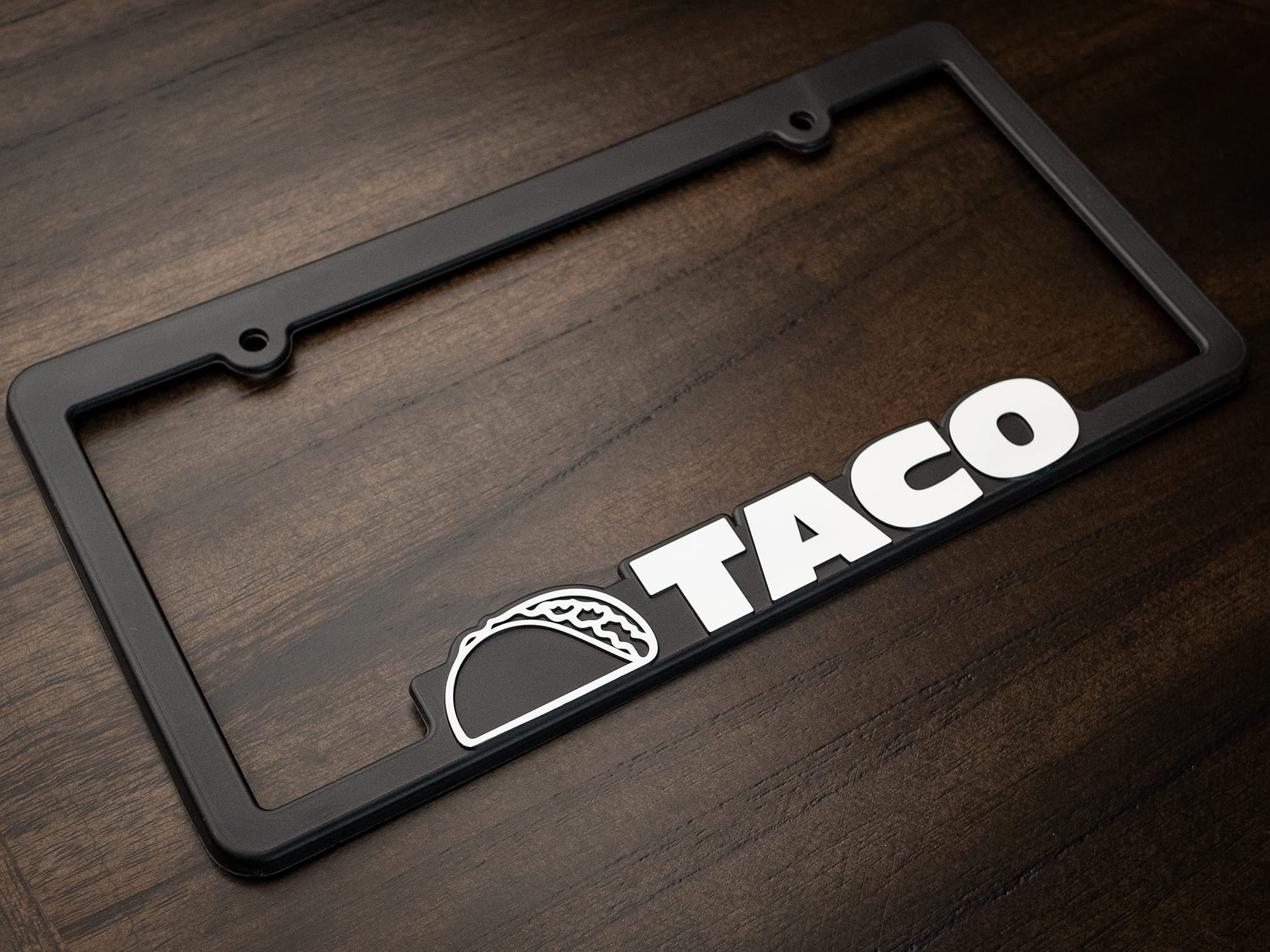Custom Car Gear Taco License Plate Frame - 3D Raised Letters, Durable Polyethylene Material