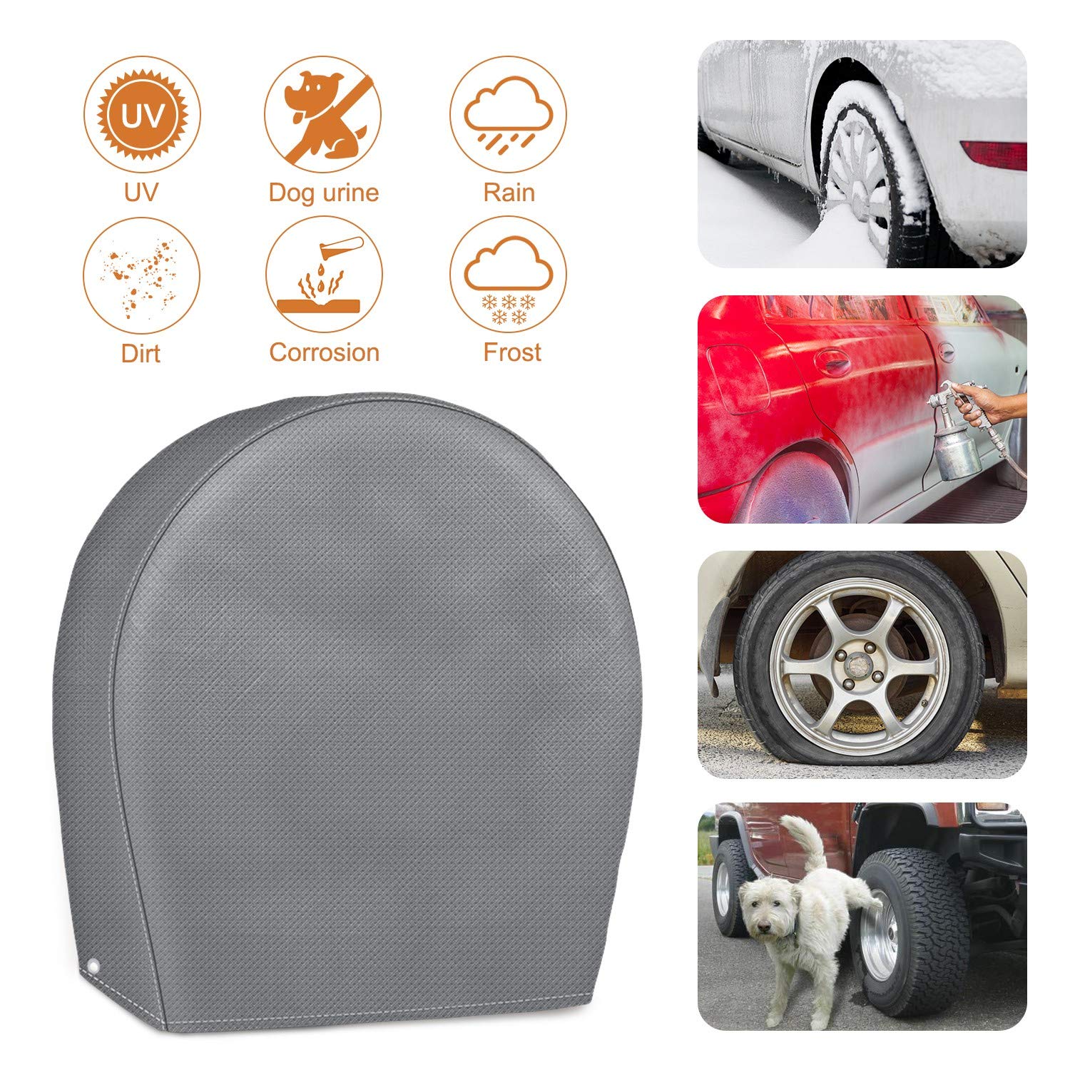 Leader Accessories 4-Pack Tire Covers - Non-Woven Wheel Protectors For Truck, Camper, Car, Jeep, Suv, Rv - Universal Fits 32''-3