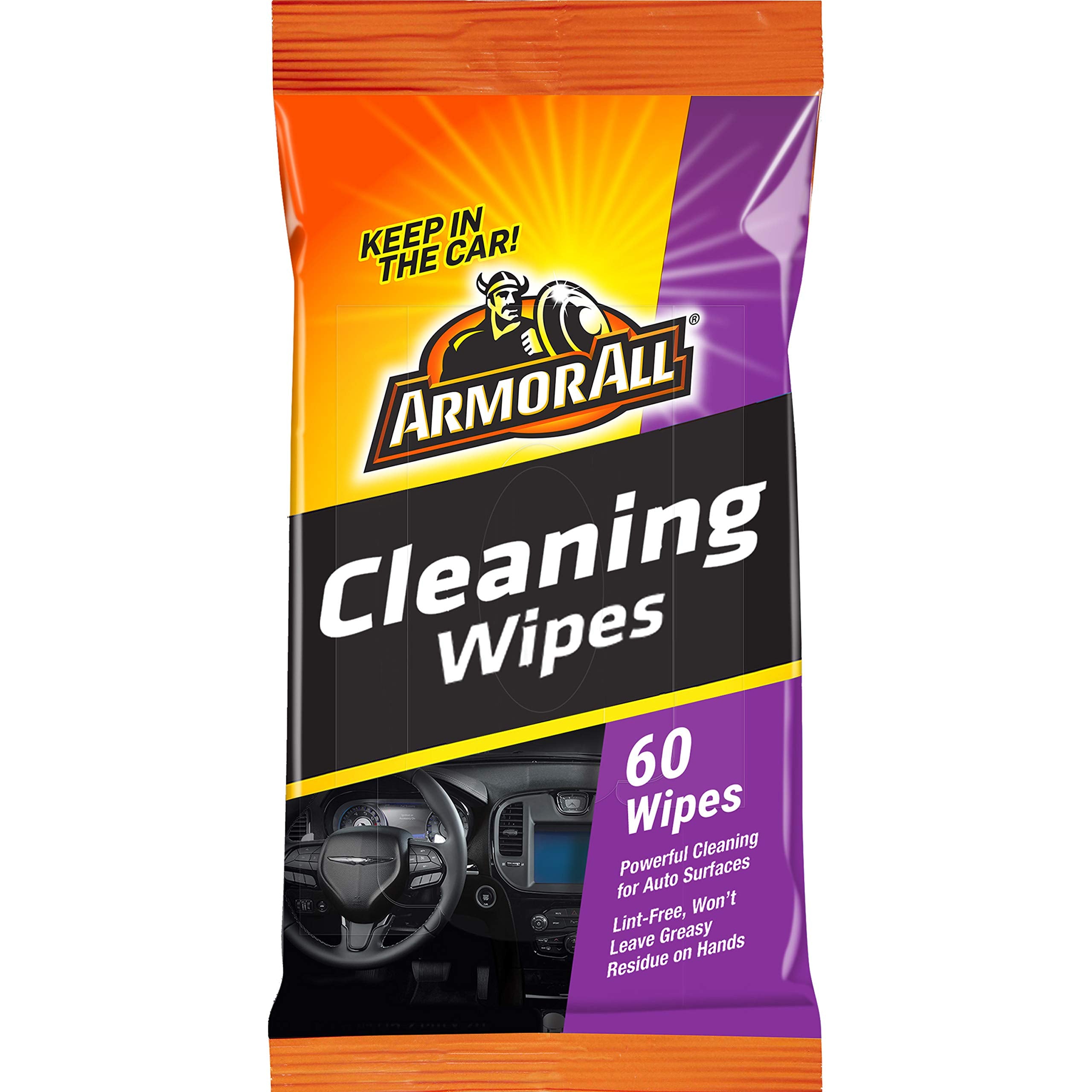 Armor All Car Interior Cleaner Wipes, Interior Cleaning Wipes For Cars, Trucks, Motorcycles, 60 Each