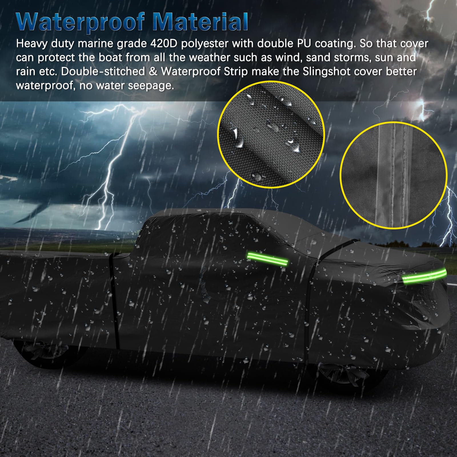 Truck Cover for Chevy Silverado Crew Cab Long Bed 8.3ft Heavy Duty Waterproof Car Covers with Zipper All Weather Full Pickup Cov