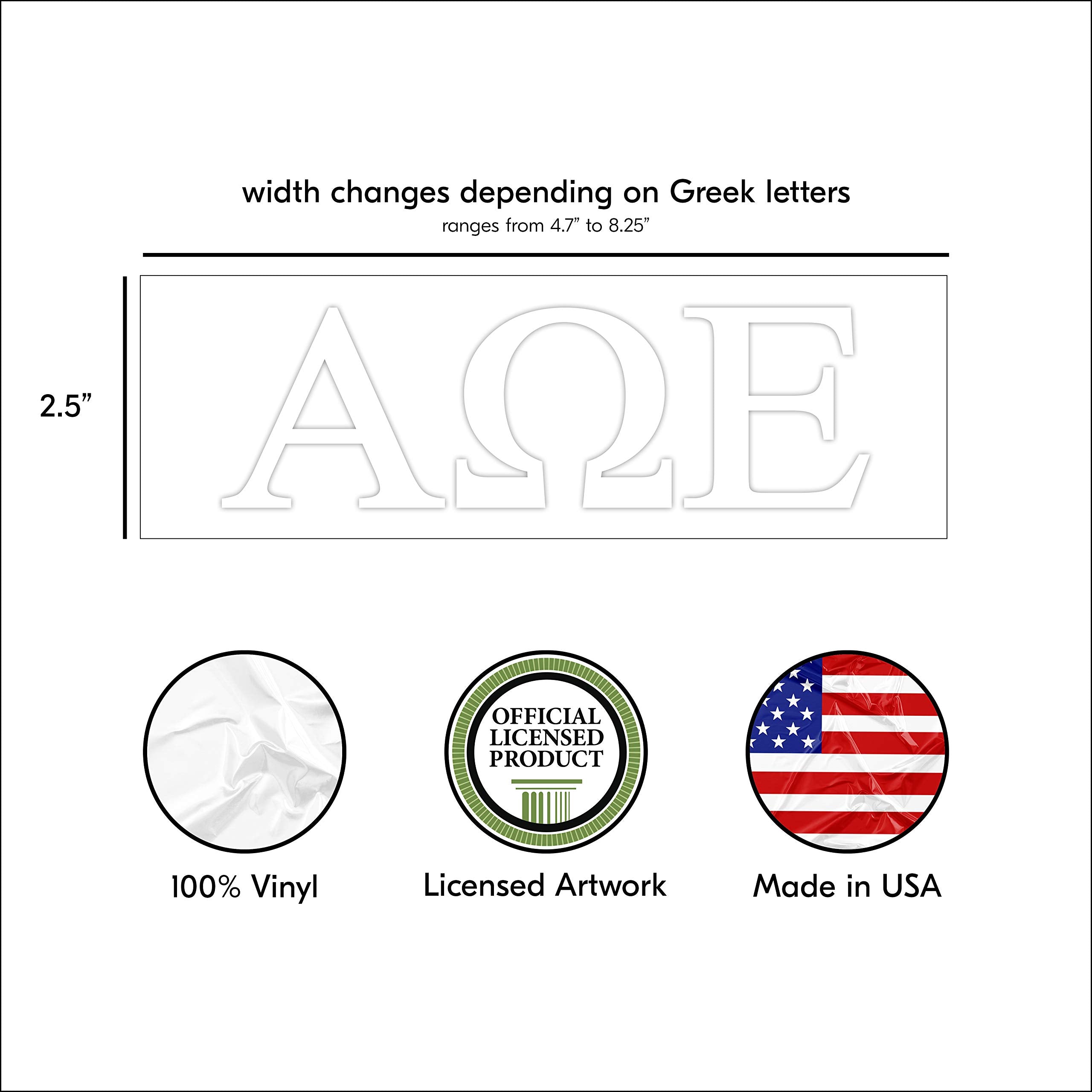 Pro-Graphx Alpha Omega Epsilon Greek Sorority Sticker Decal, 2.5 Inches Tall, White
