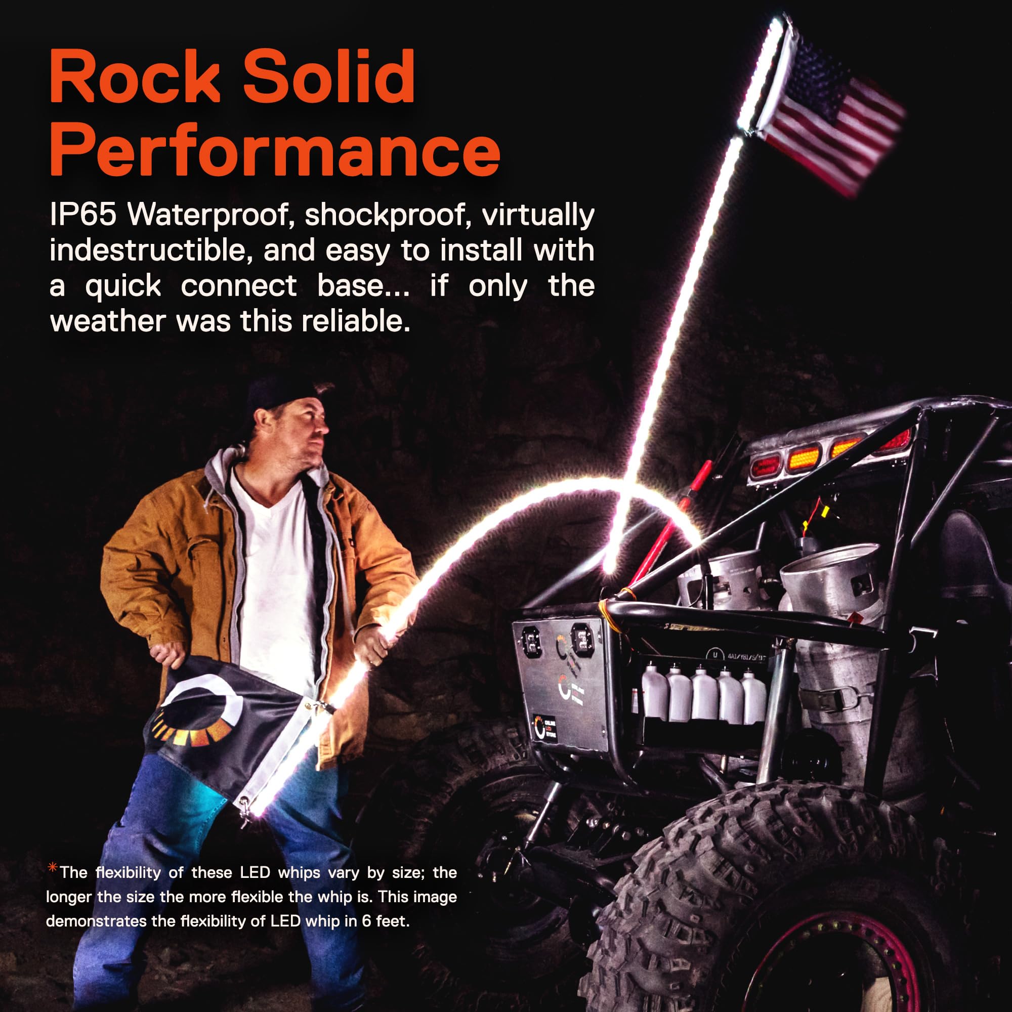 True Mods 6Ft Spiral Rgb Led Whip Light For Utv Atv [Rf Wireless Remote] Usa Flag Waterproof Led Lighted Whip Cb Antenna Pole St