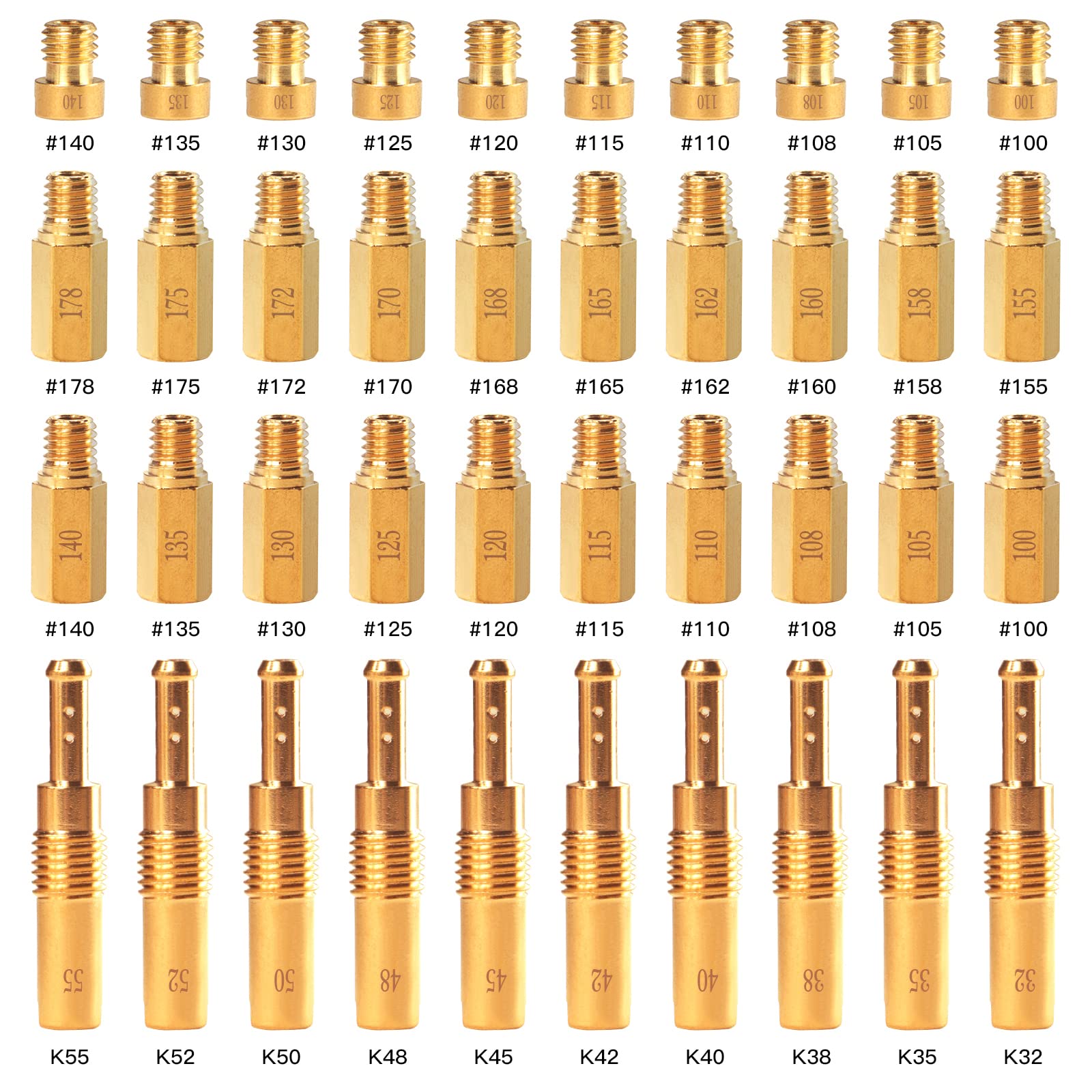 40PCS Carburetor Main Jet Slow Pilot Jet Kit, Include 30pcs Main Jets and 10pcs Slow Pilot Jet for PWK Keihin OKO CVK Crab,Repla