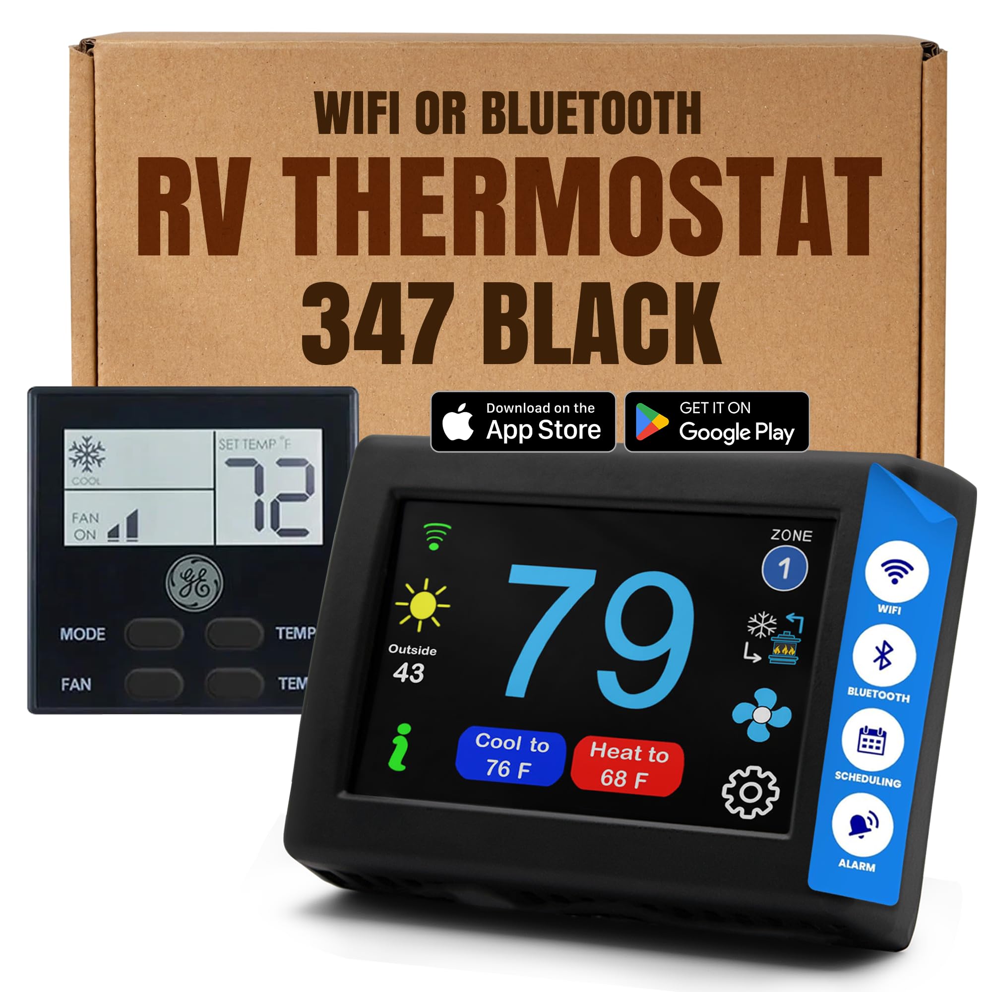 Micro-Air Easytouch Digital Wifi Or Bluetooth Thermostat - Programmable And Reliable Rv Thermostat Compatible With Ge For Home H