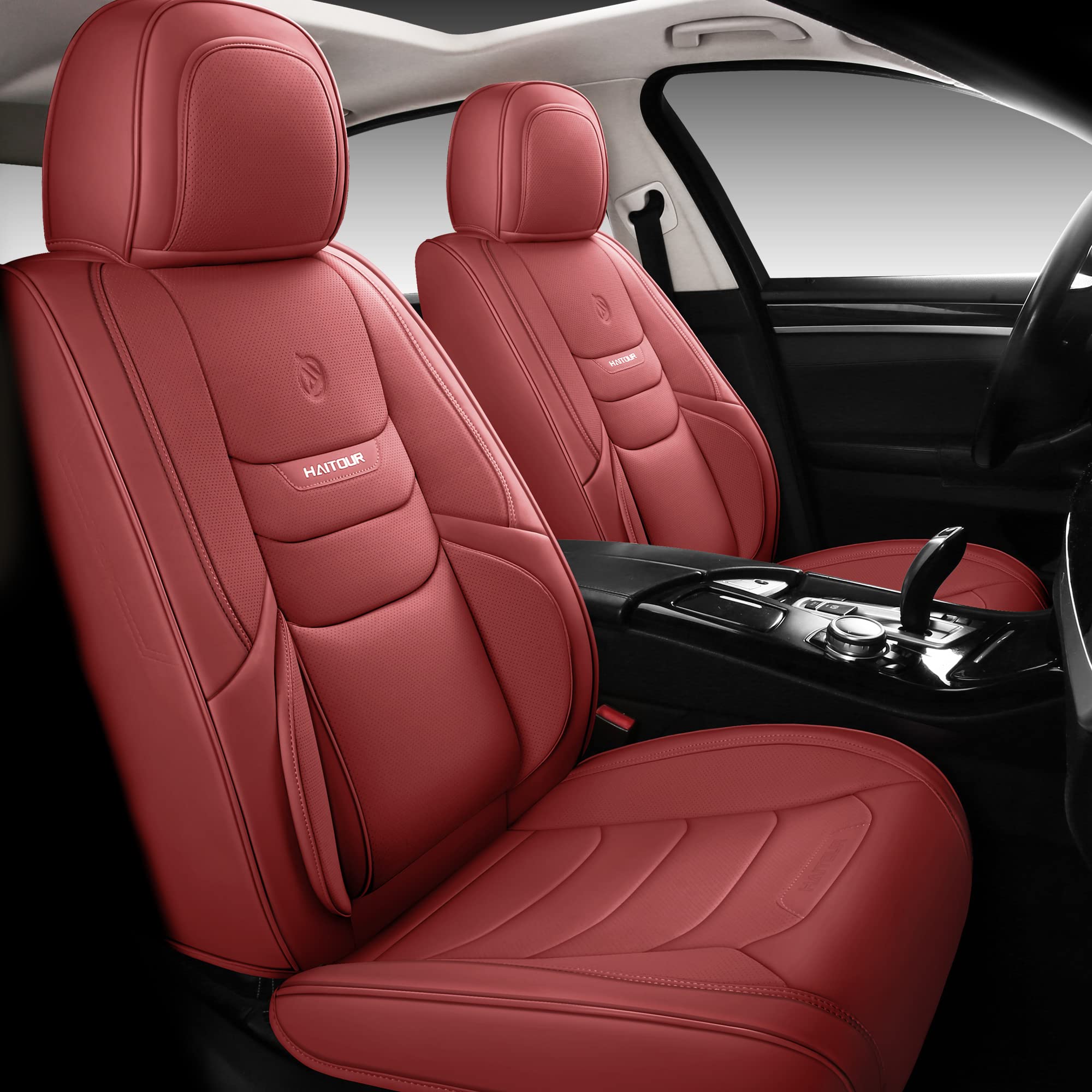 Haitour Universal Fit Full Coverage Leather Car Seat Covers For Cars Sedans Trucks Suvs,Waterproof Luxury Car Seat Protector,Fro
