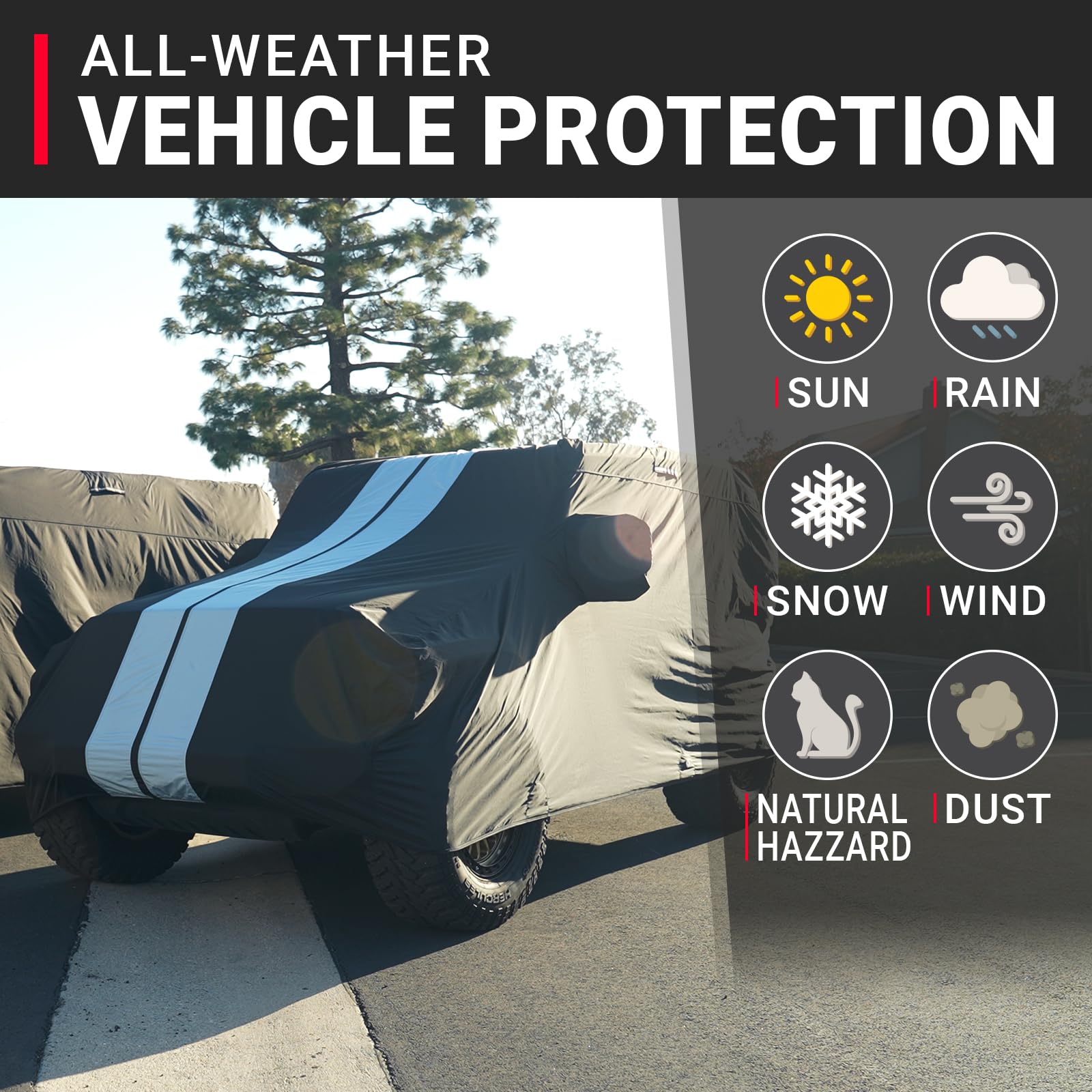 iCarCover Premium Plus SUV Car Cover Waterproof All Weather Rain Snow UV Sun Protection, Excursion, Navigator L, Escalade ESV, S