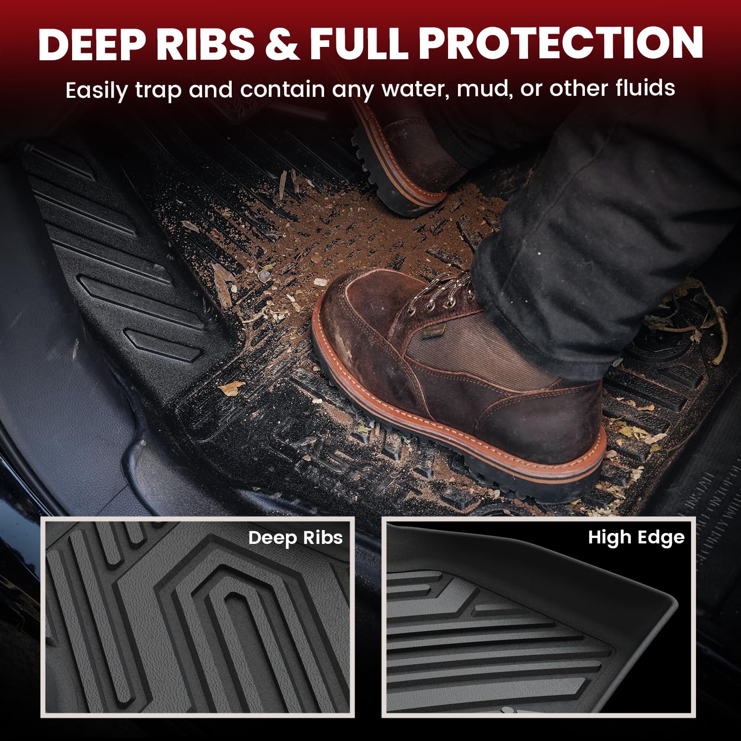 Lasfit Floor Mats & Trunk Mat For Jeep Compass 2017-2025 Lower Deck Position Cargo, All Weather Tpe Custom Fit Car Mats Floor Li