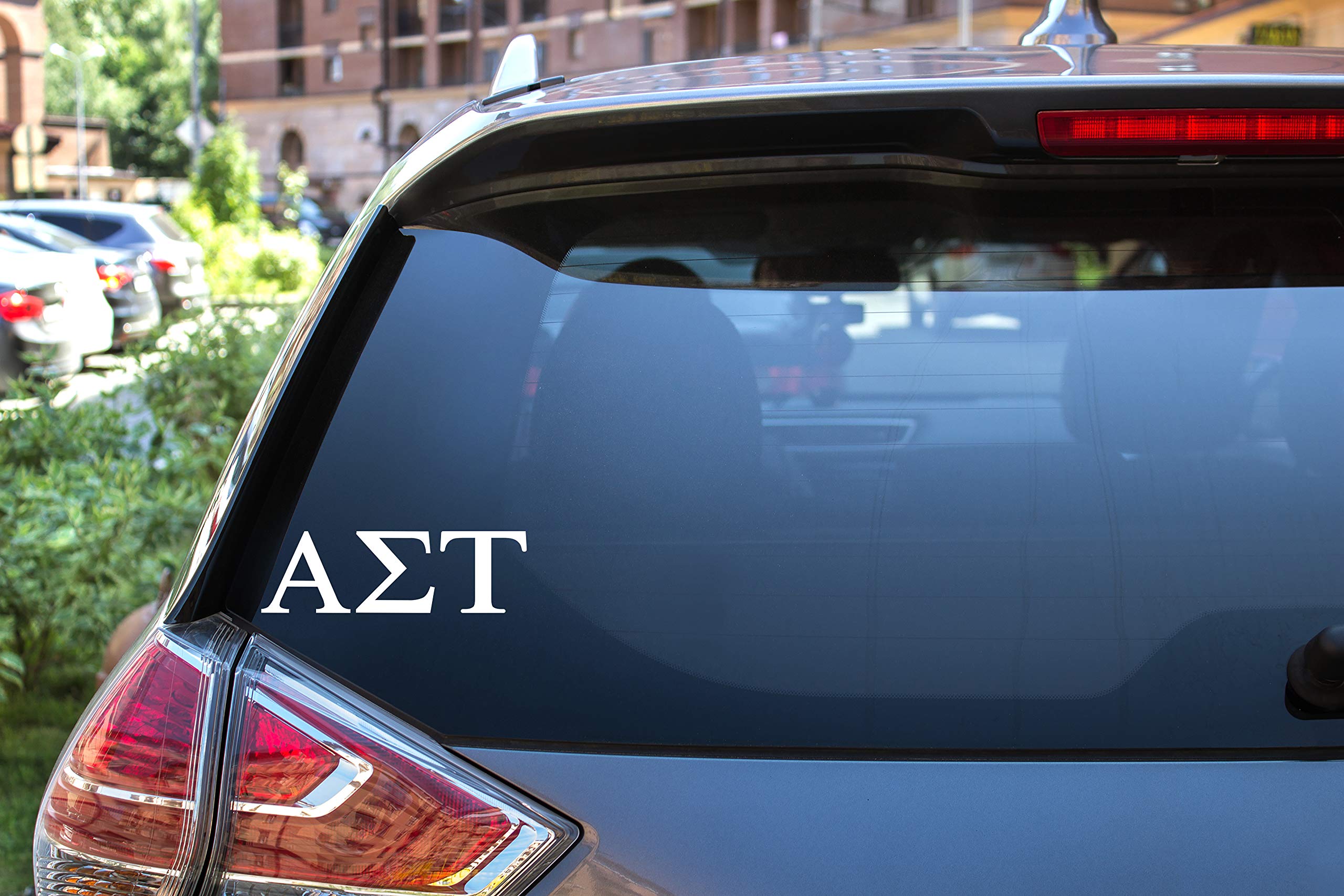 Pro-Graphx Alpha Sigma Tau Greek Sorority Sticker Decal, 2.5 Inches Tall, White