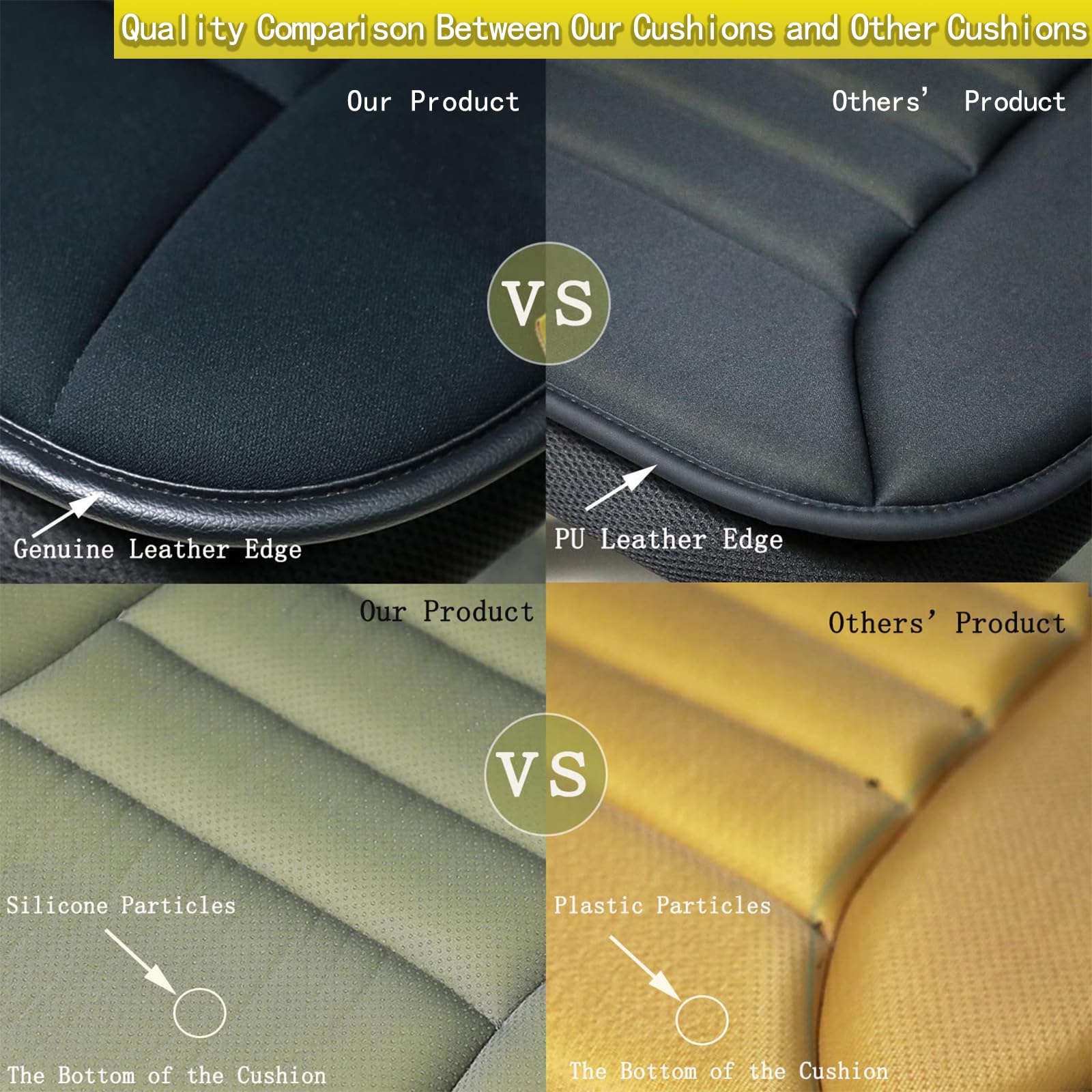 RaoRanDang Car Seat Cushion Pad with Memory Foam for Driver & Office Chair - Khaki