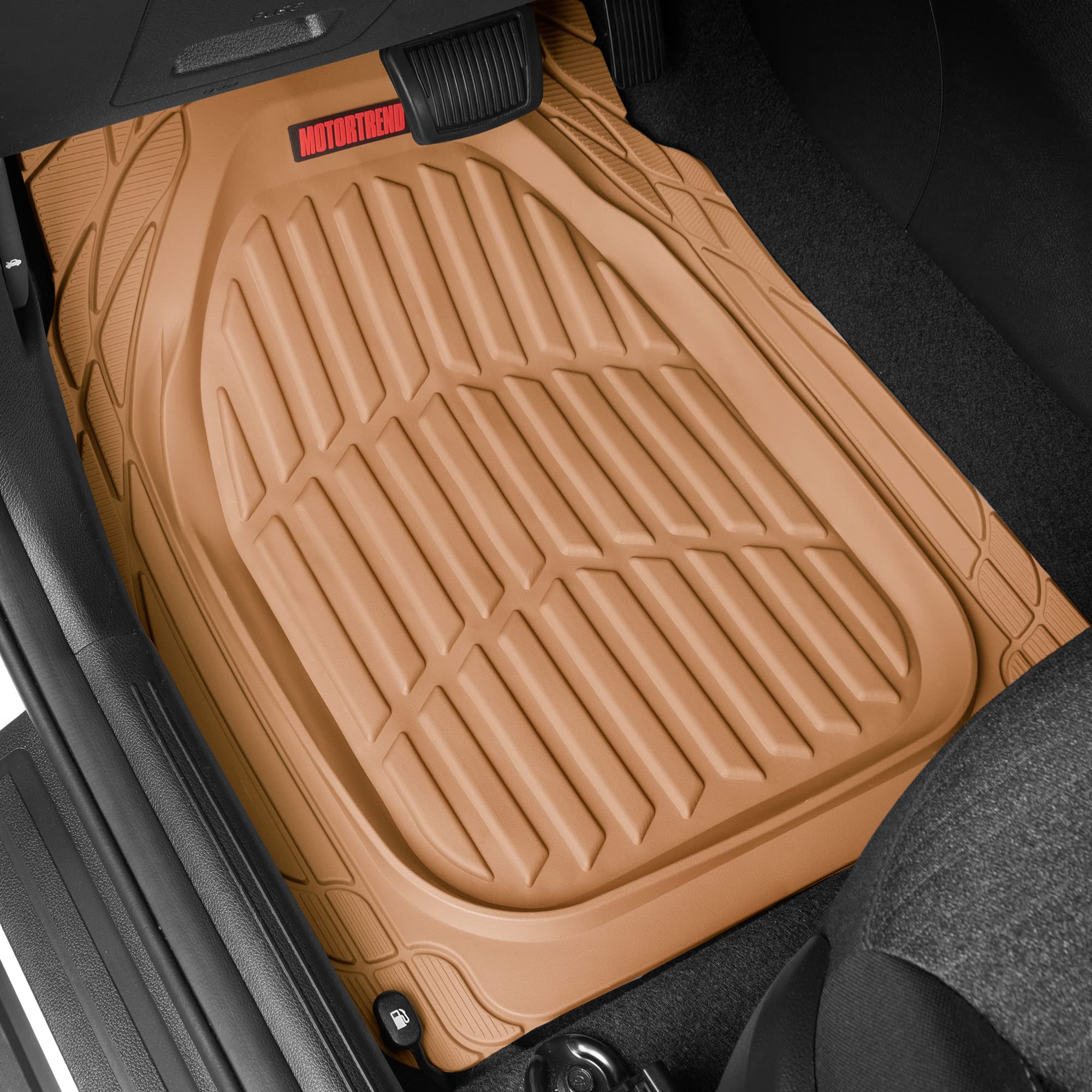 Motor Trend - MT-921-BG Flextough Tortoise - Heavy Duty Rubber Floor Mats for Car SUV Van & Truck - All Weather Protection - Dee