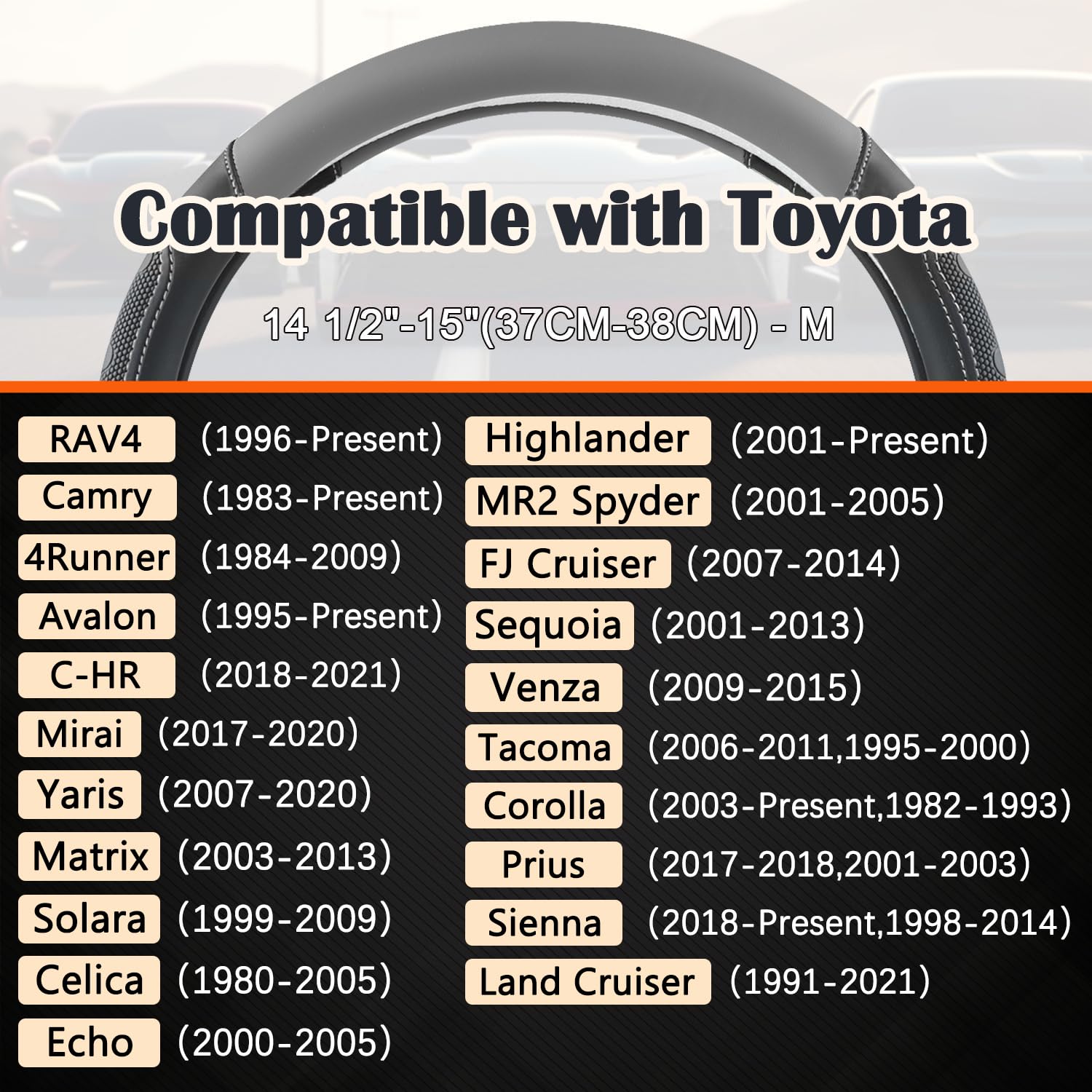 Giant Panda Car Steering Wheel Cover For Toyota Rav4,Camry,Highlander,Corolla,Prius,Tacoma, Standard Size - Black+Gray