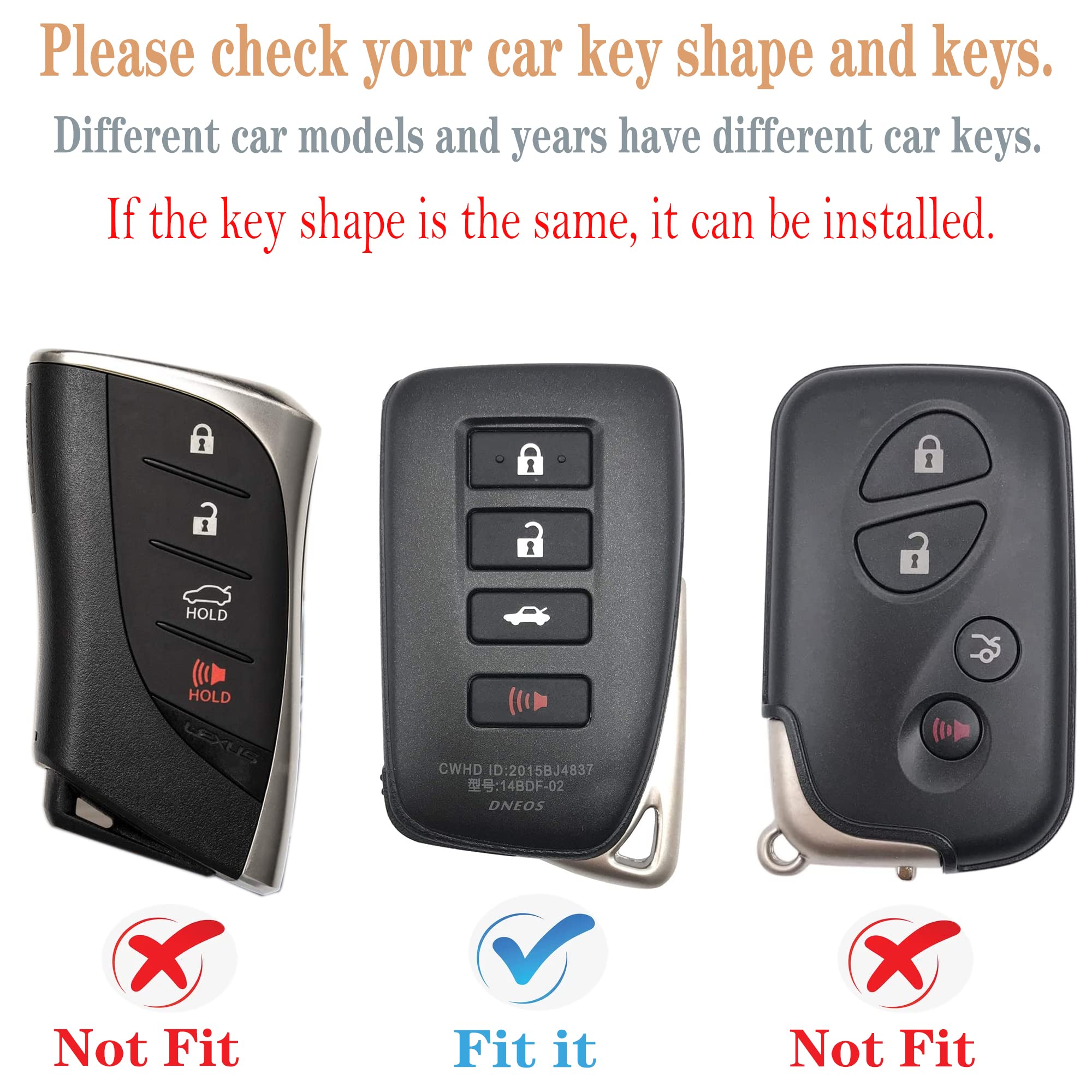 Kirsnda Texture key fob cover case keychain Compatible with Lexus,Soft TPU key case/skin,4-Buttons fit ES IS GS NX RX RC GX LX 5