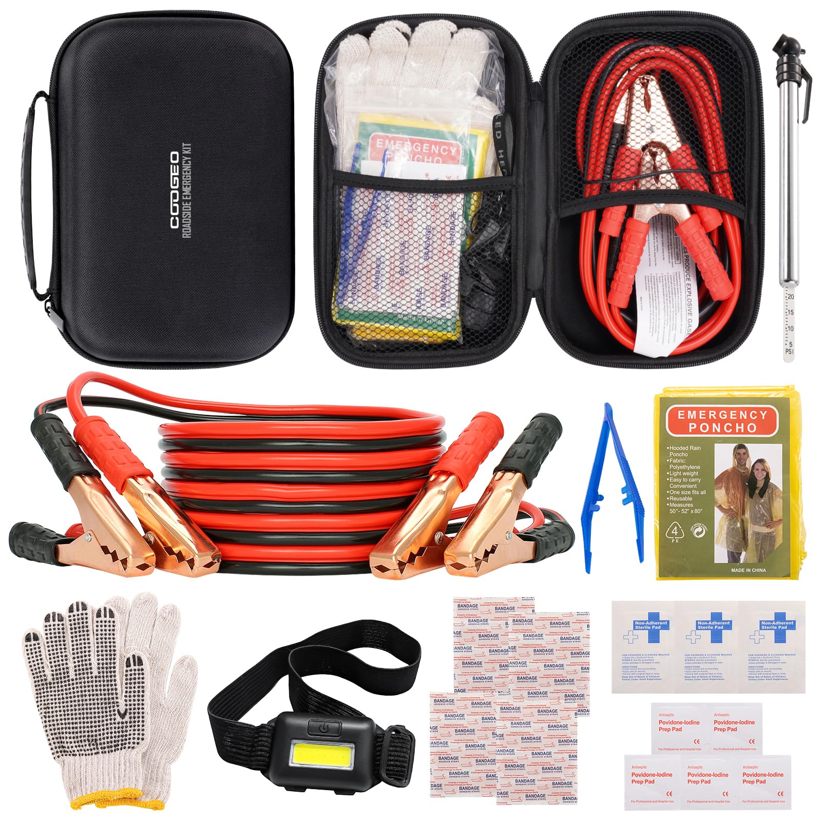 Car Emergency Kit with Battery Jumper Cables,Car Accessories for Men or Women,Emergency Car Kit,Roadside Automotive Safety Kit f