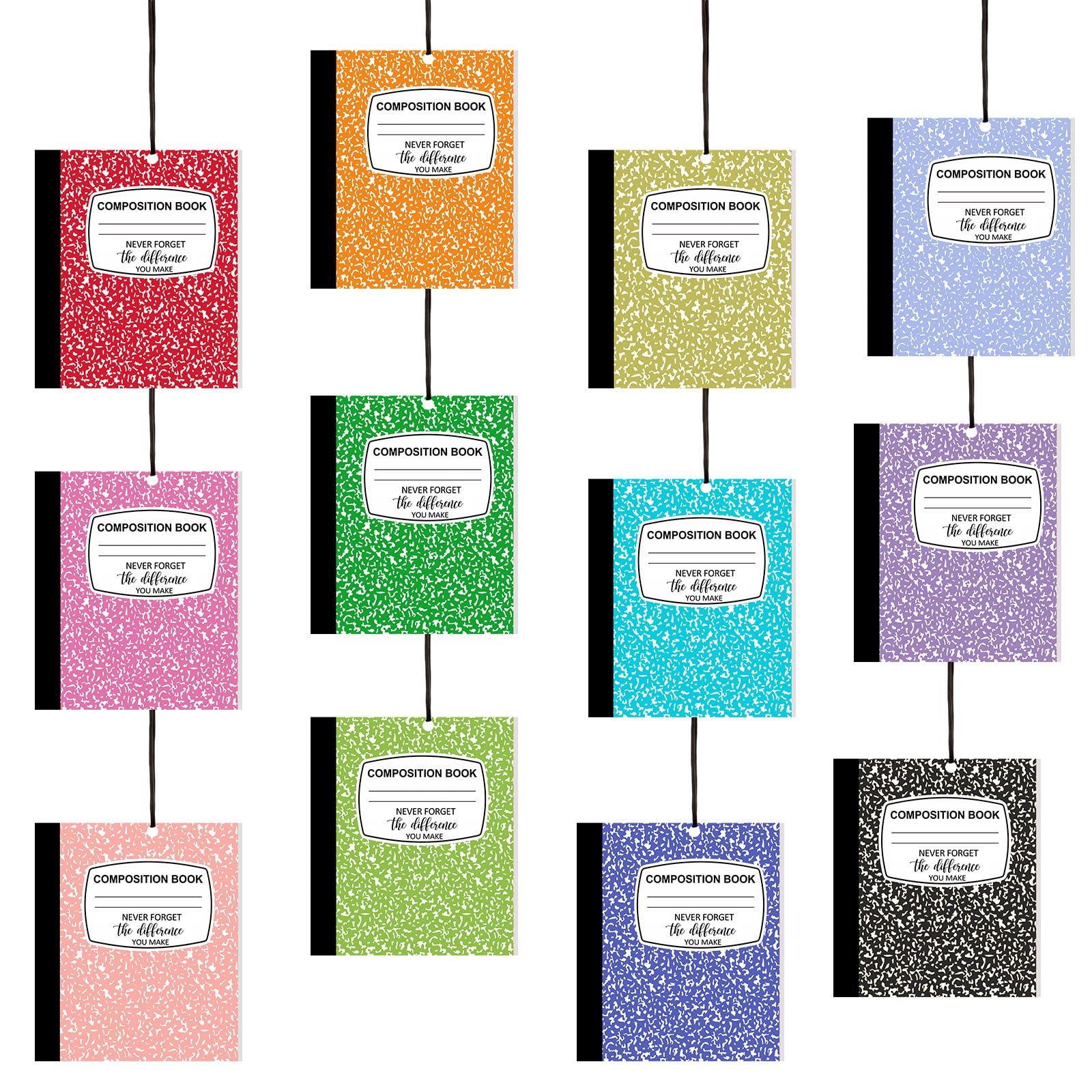 Siifert 24 Pcs Teacher Appreciation Gifts Bulk Funny Air Freshener Car Scented Composition Book Hanging Decor Thank You Gift for