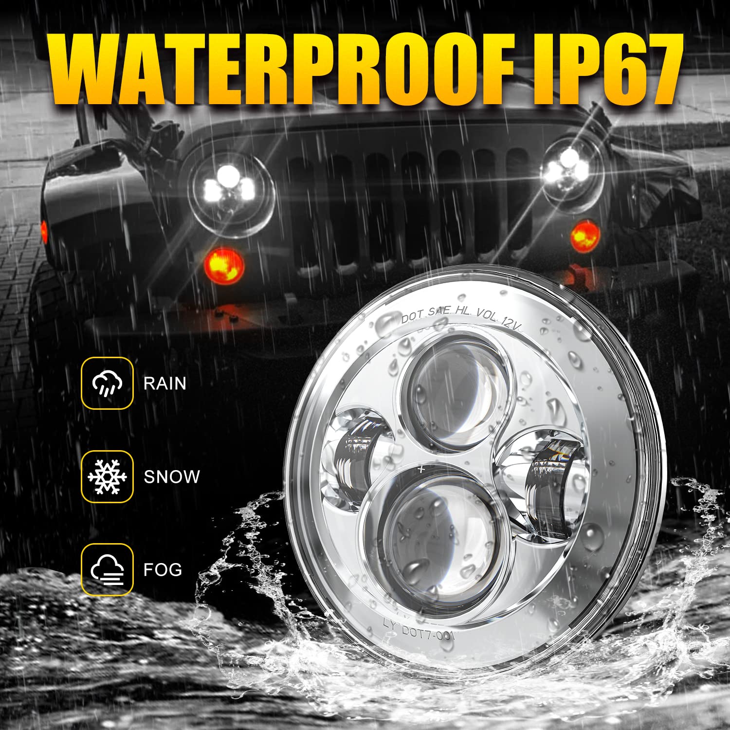 Lx-Light 1000% Bright 7 Inch Led Headlights Anti-Glare Round H6024 Led Headlight Compatible With Jeep Wrangler Jk Jku Tj Lj Chev