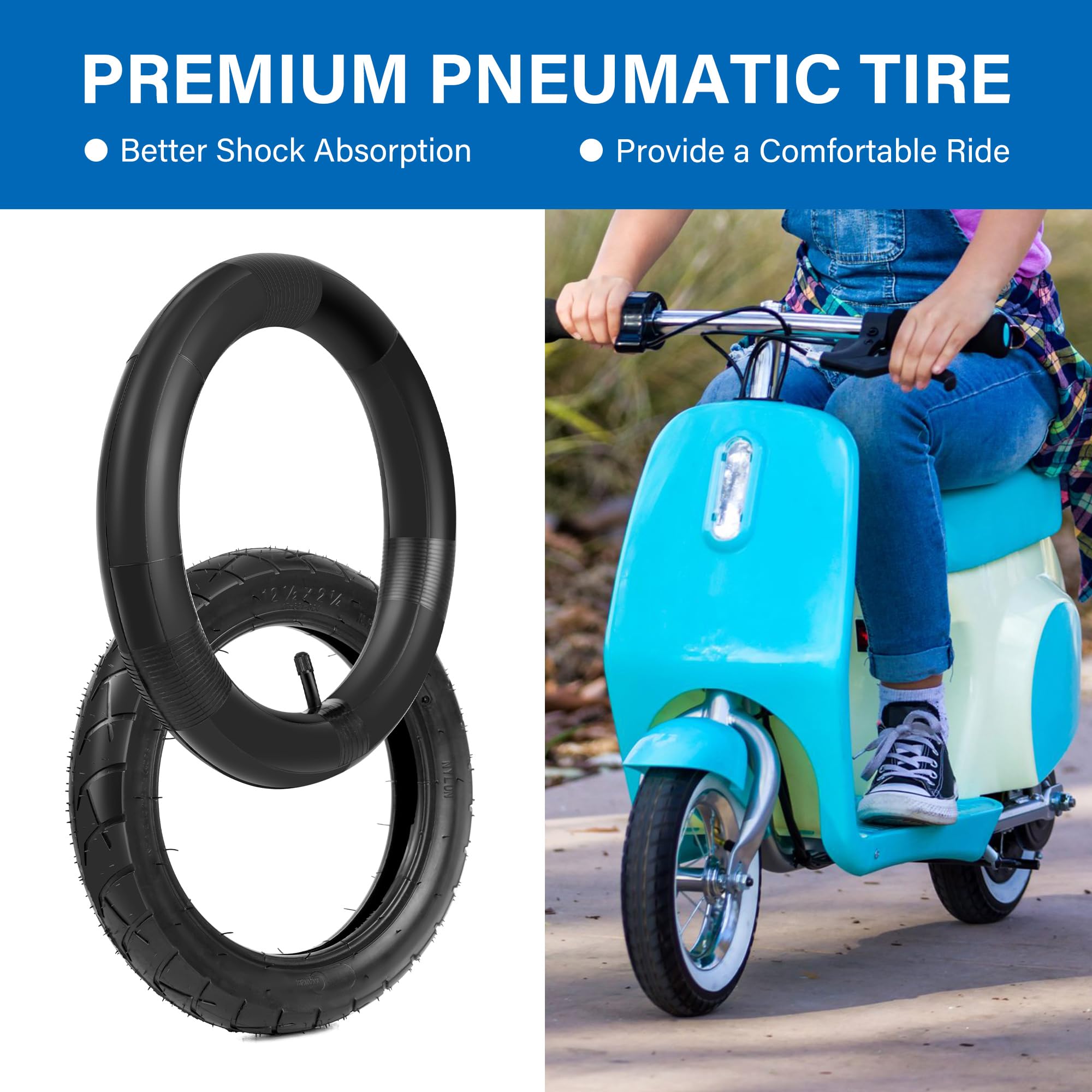 12.5 x 2.25 (12-1/2 x2-1/4) Tire & Inner Tube Set for Razor Pocket Mod (Bella, Betty, Bistro, Daisy, Hannah, Sweet Pea), RSF350,