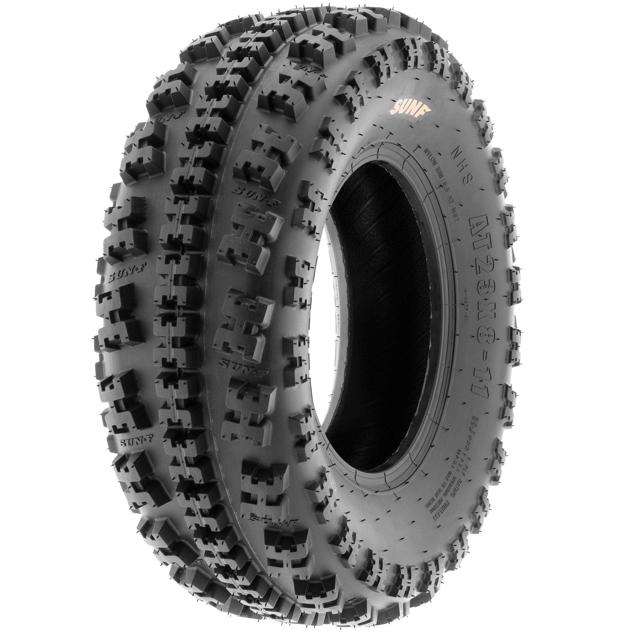 SUNF Set of 4 Knobby Sport Tires - 22x7-10 Front & 20x10-9 Rear, Rubber, Black, Tubeless, 6 PR, A027