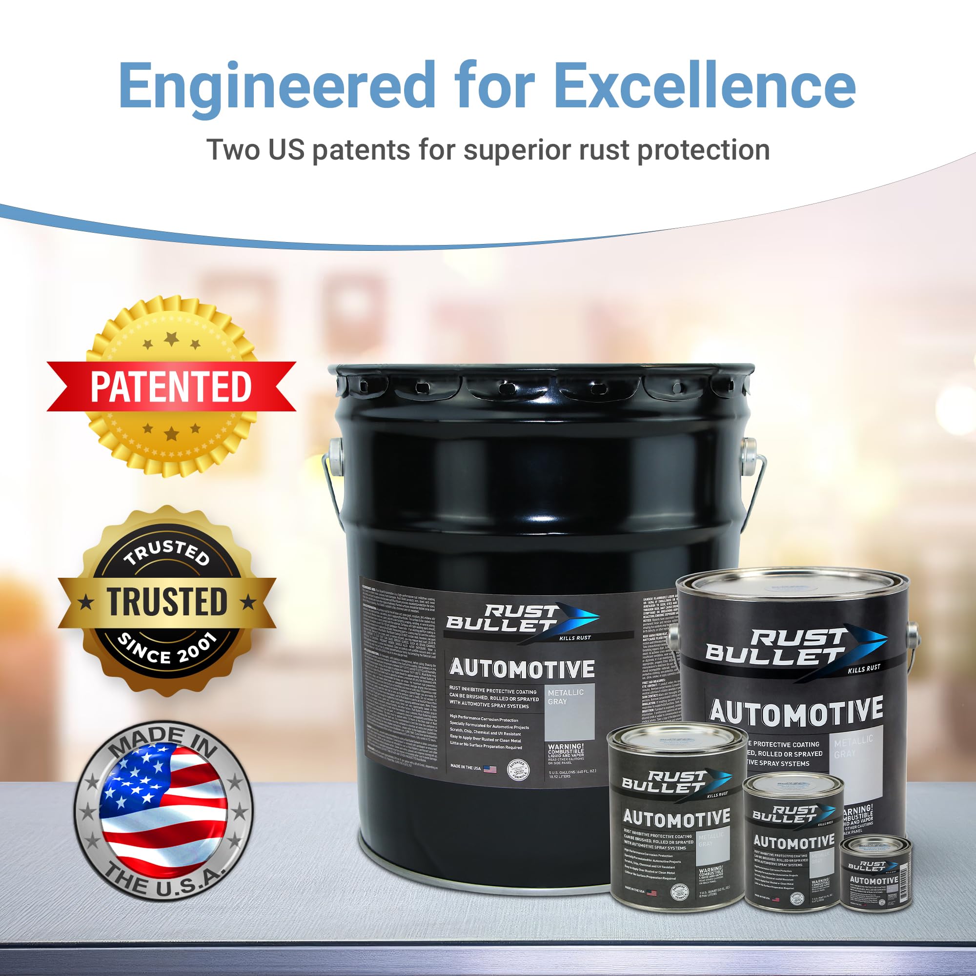 RUST BULLET Automotive Rust Inhibitor Paint - 6 Cans, 4oz Each - Metallic Gray - No Topcoat Needed - Model 856084000821