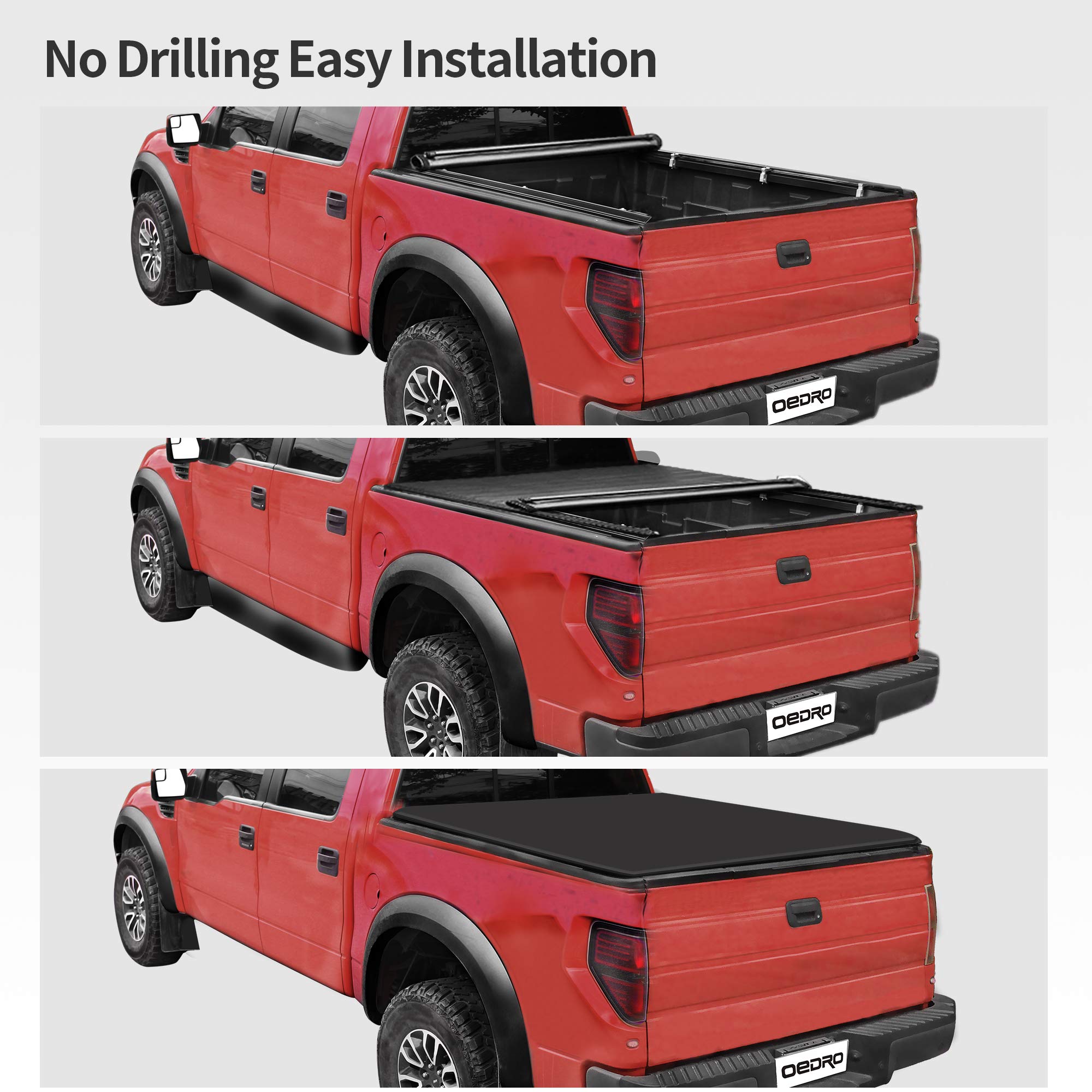 Oedro Soft Roll Up Truck Bed Tonneau Cover Compatible With 2014-2018 Chevy Silverado/Gmc Sierra 1500, Fleetside 5.8Ft Bed