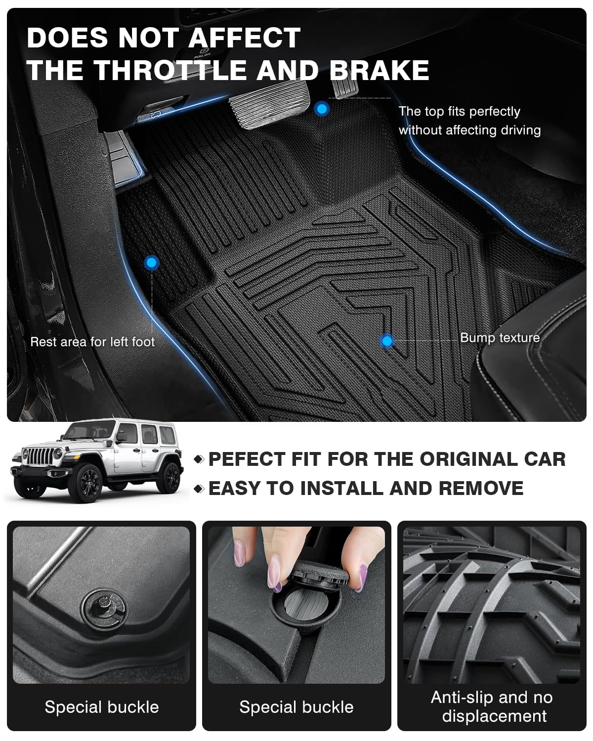 Powerty All Weather Floor Mats & Cargo Liner for 2021-2026 Jeep Wrangler 4XE, TPE, 2 Row, 4 Door, Combo Set