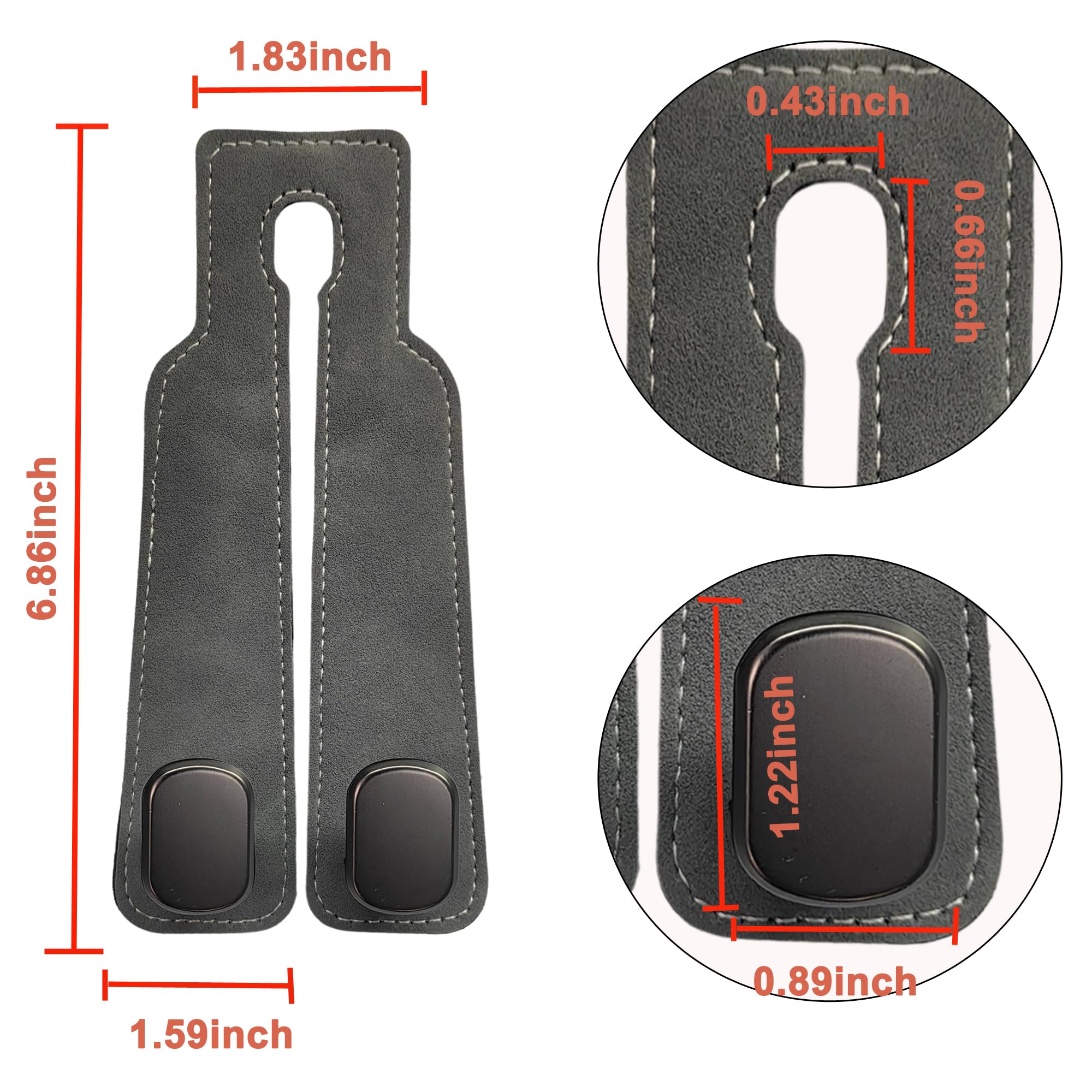 Amelity Car Purse Hooks, Headrest Hooks For Purses And Bags, Car Seat Hooks, Car Seat Back Double Hook Leather (Grey-2 Pack)