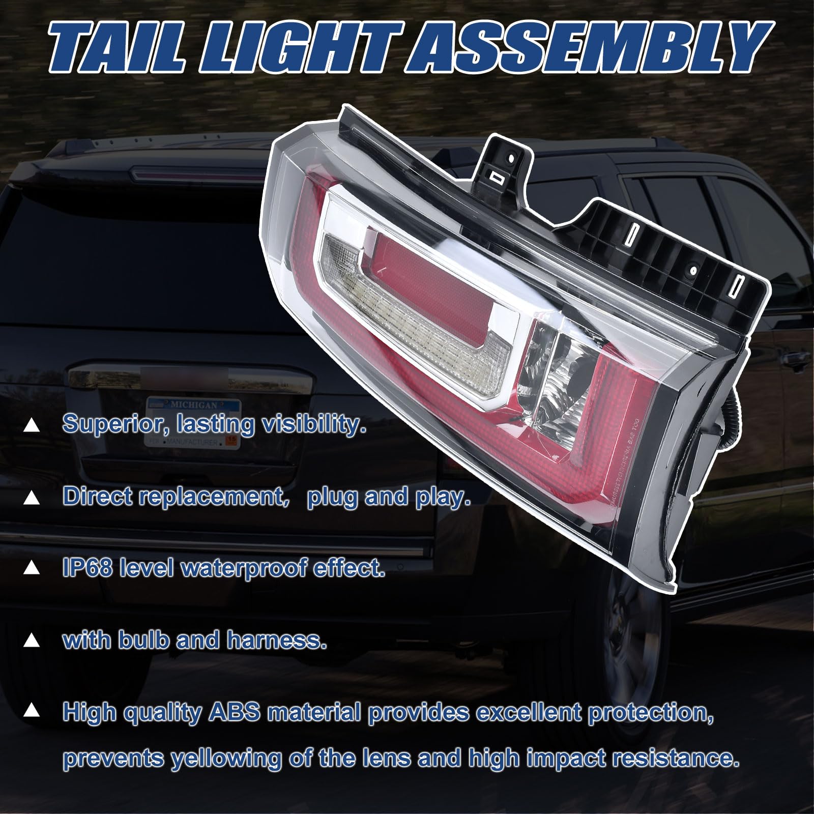 Goopool Tail Lights Assembly Compatible With Gmc Yukon/Yukon Xl 2015 2016 2017 2018 2019 2020 Left Driver Side Led Lens Tailligh