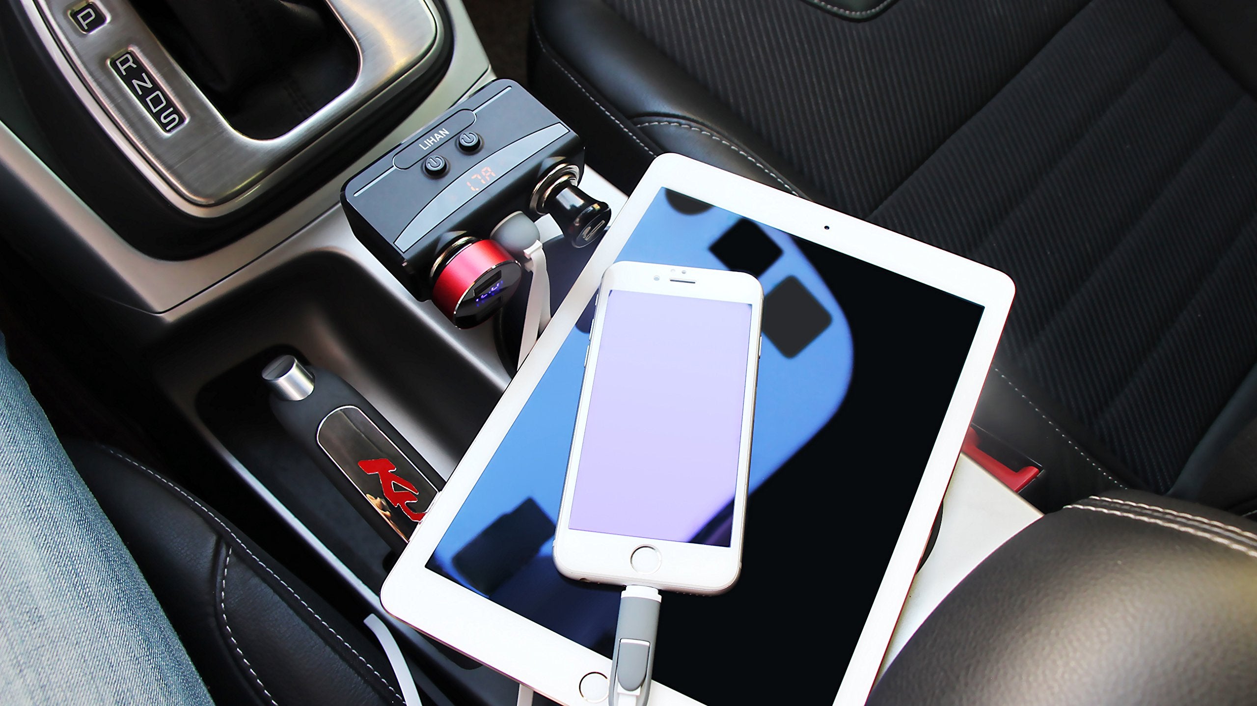 Lihan 2 Socket Cigarette Lighter Adapter, Car Charger Plug Splitter With Dual Usb Ports, 12V/24V Meter Monitor, Compatible With