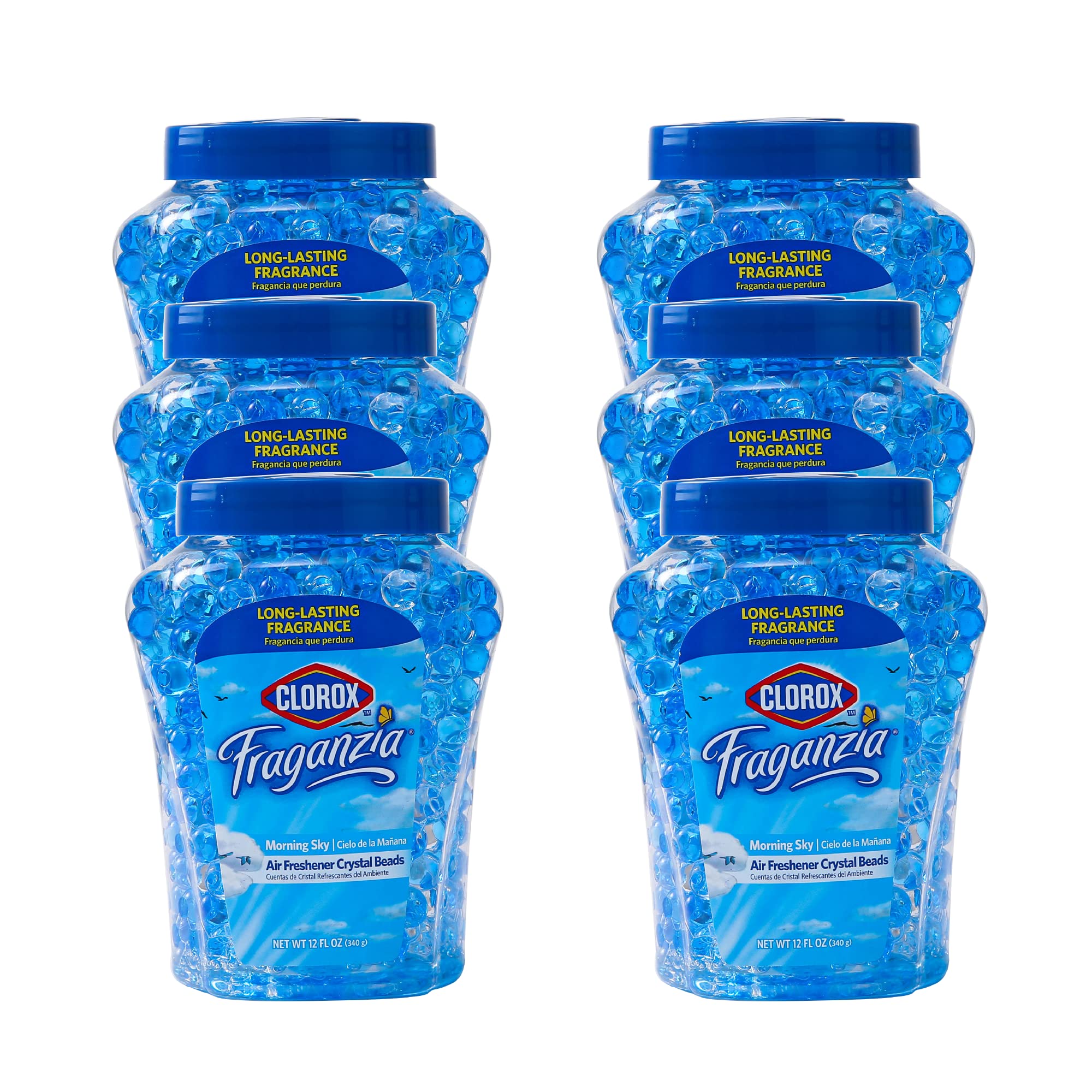 Clorox Fraganzia Crystal Beads Air Freshener | Long-Lasting Gel Beads in Spring Fragrance for Home, Bathroom, or Car, 12 Oz - 6 