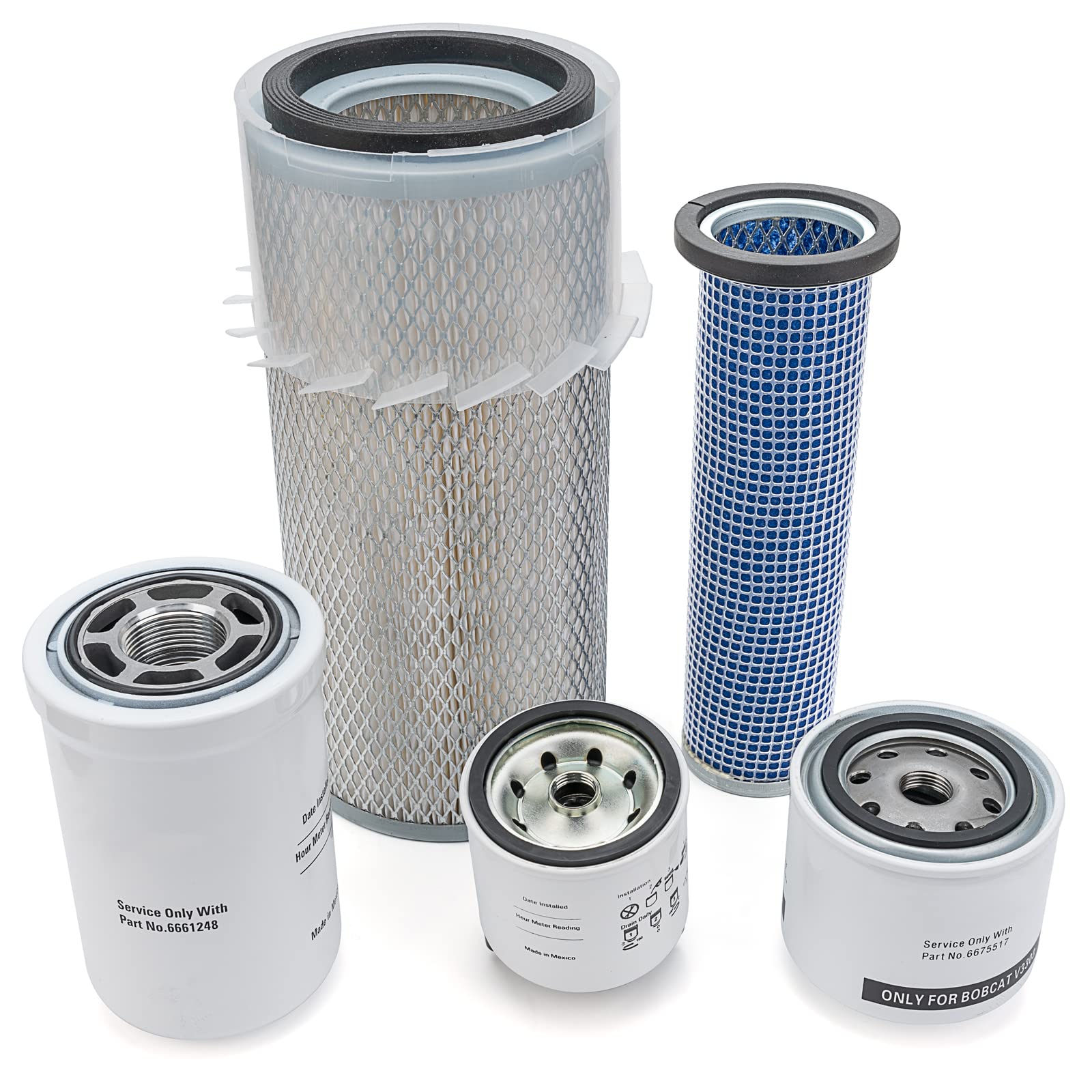Qagea Air Filter & Oil Filter Kit for Bobcat Models 743, 751, 753, 763, 773, S130, S150, S160, S175, S