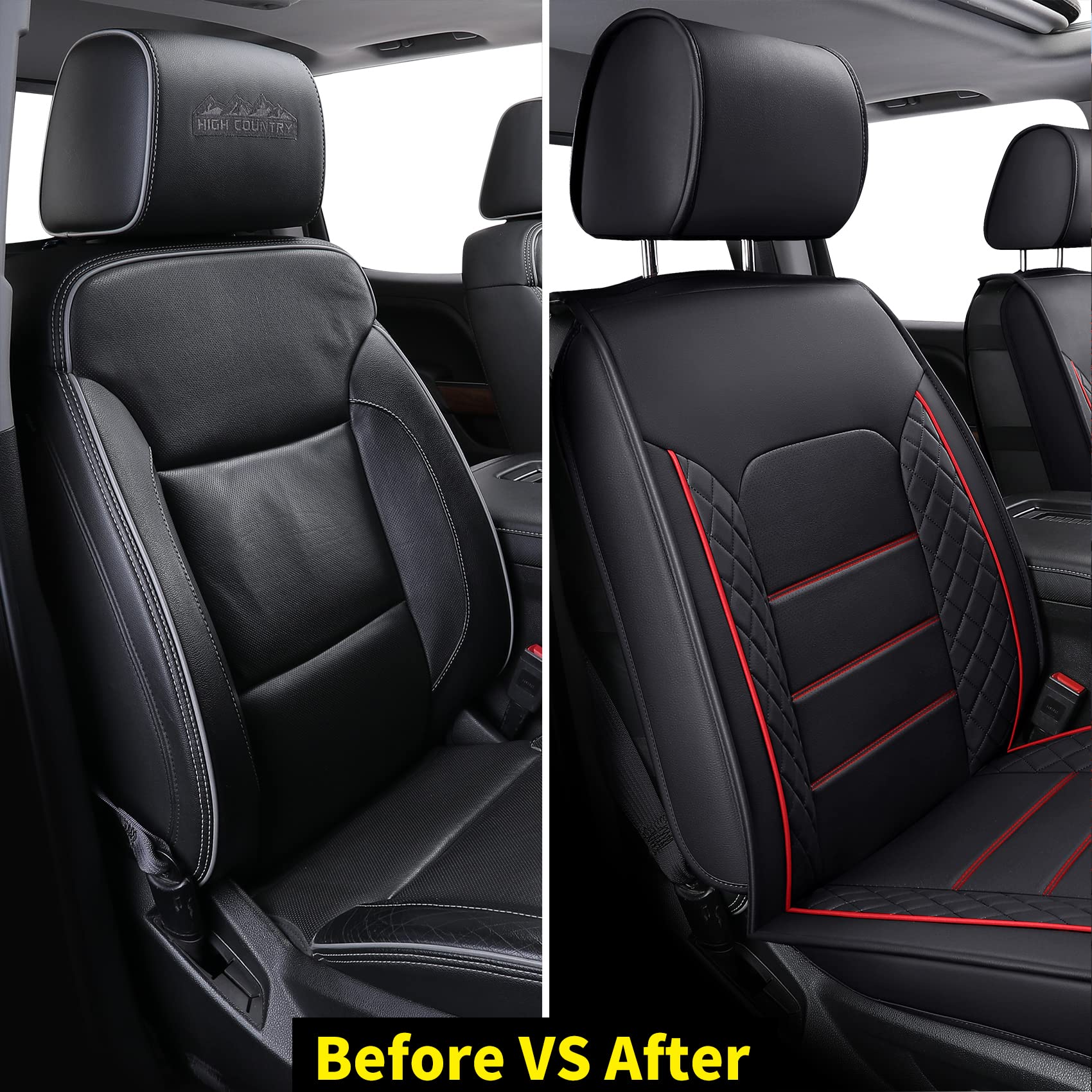 Luckyman Club Chevy Silverado/Sierra X04-S3 Seat Covers Full Set, Fit 2007-2013&2019-2025 1500/2008-2014&2020-2025 2500 Hd/3500