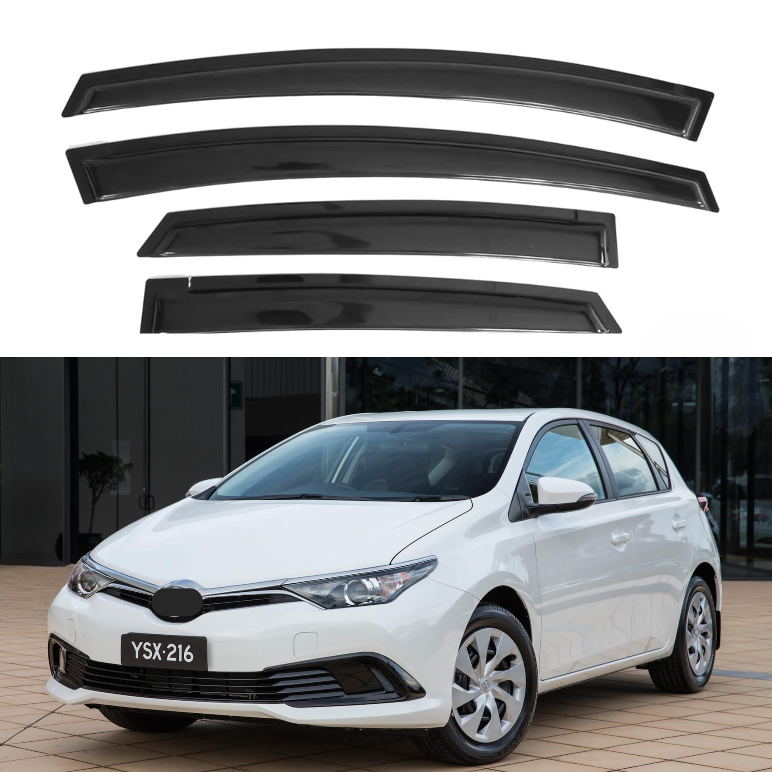 Ig Window Visor For Toyota Corolla Hatchback 2012-2018, Rain Guard Tape-On Extra Durable Sun Wind Side Vent Window Deflector, 20