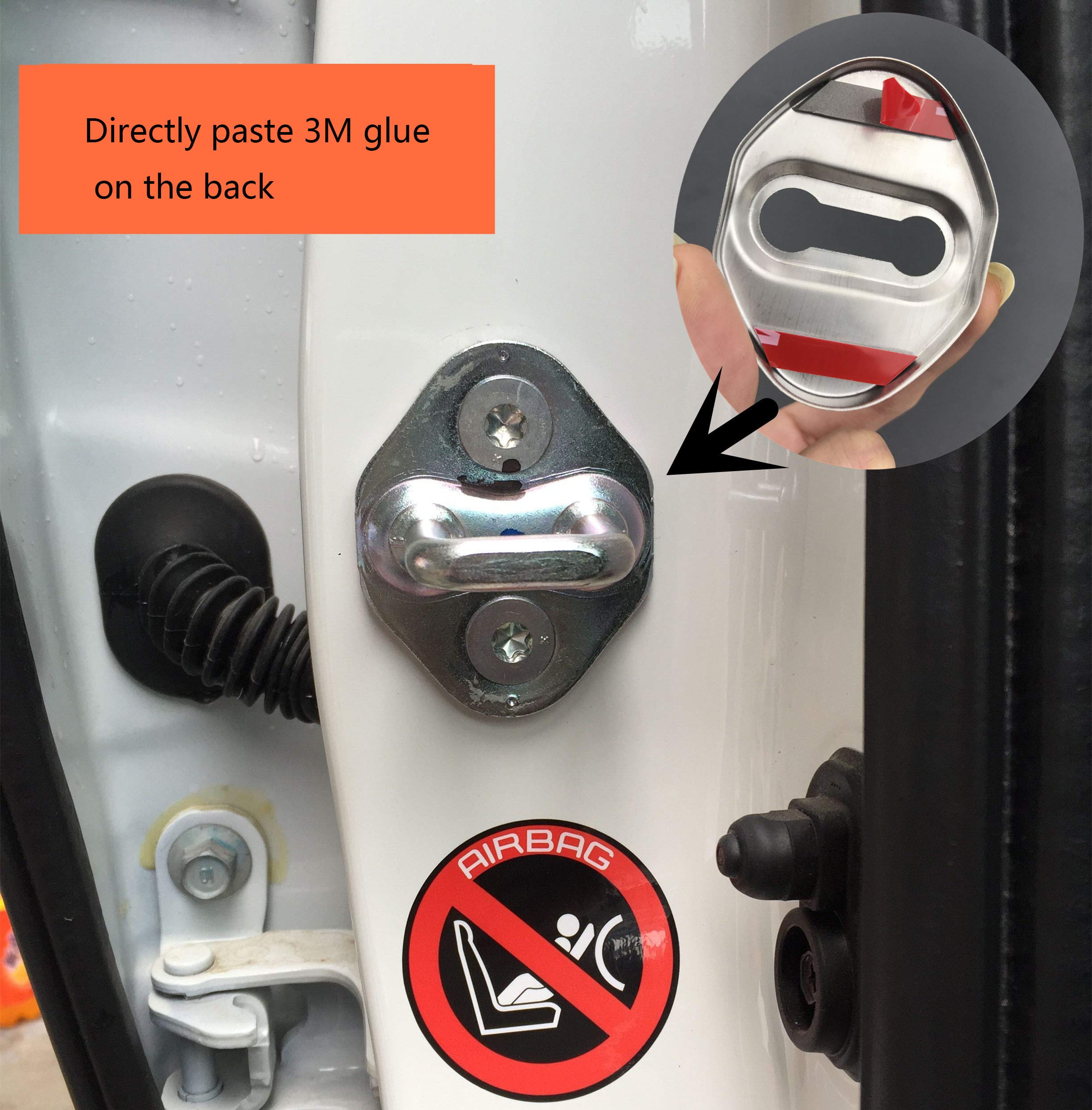 MAXDOOL Stainless Steel Car Door Lock Latches Cover Protector for for Mazda 3,6, Miata MX-5 CX-3,CX-5,CX-9 Car, 3M Adhesive Back