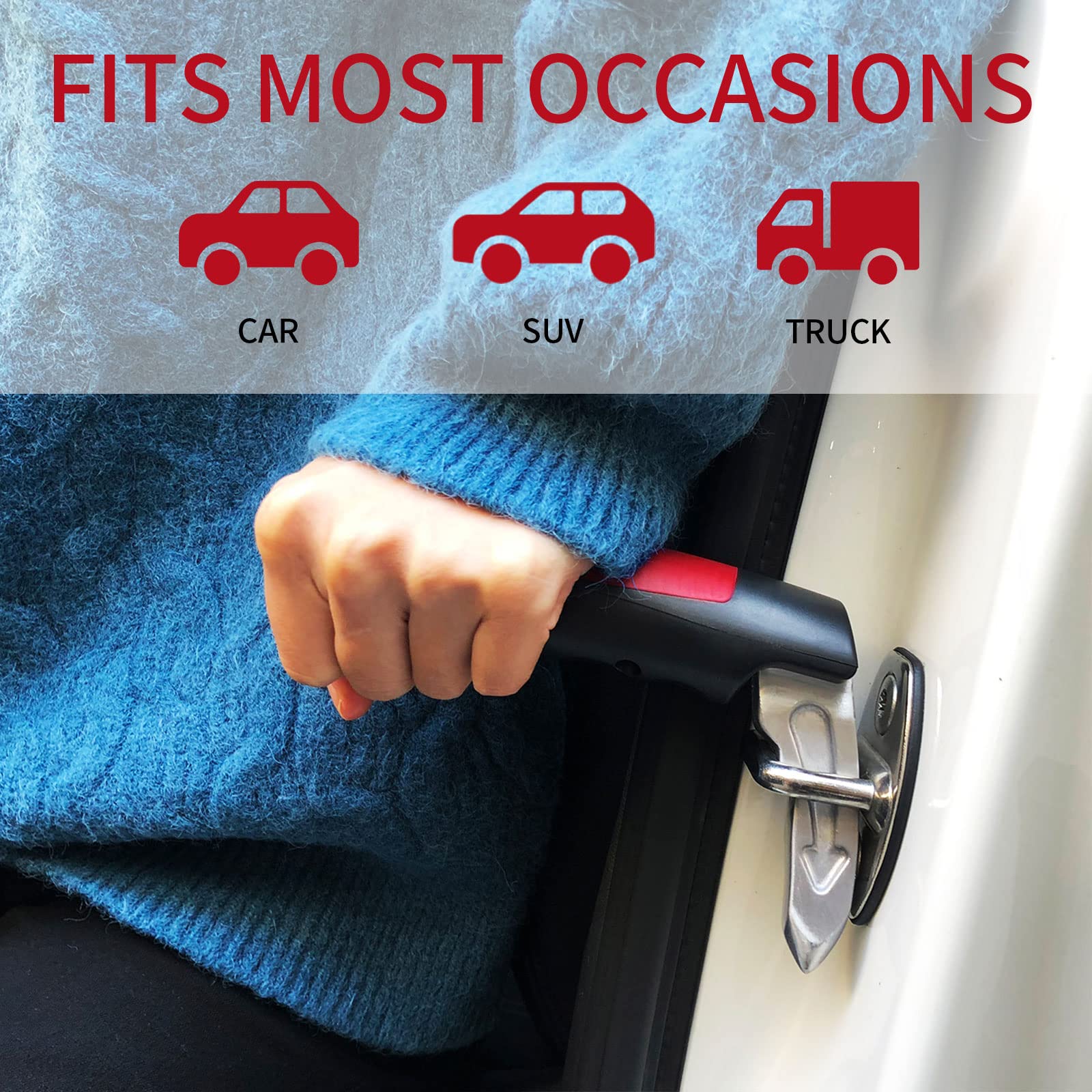 MOSKESON 2PACK Car Handle Assist for Elderly, Multifunctional Support Handle, Red & Blue, New Model